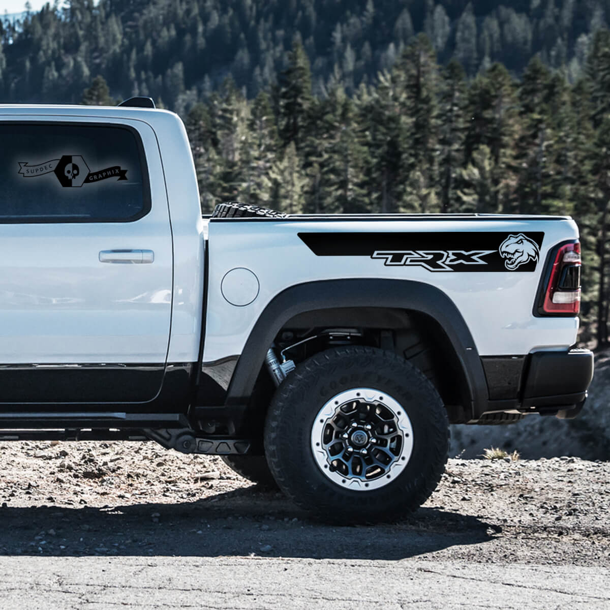 TRX T-Rex Head Bedside Vinyl Sticker voor Dodge Ram 1500