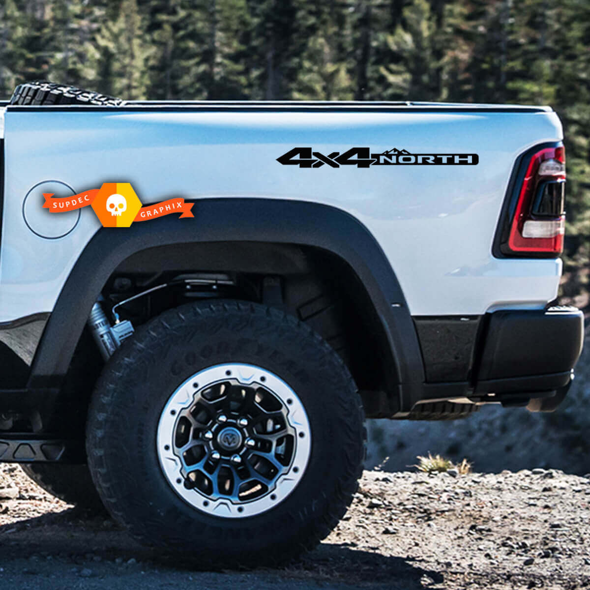 4x4 North Mountain Style Vinyl Sticker Set voor Dodge Ram 1500 zijwand