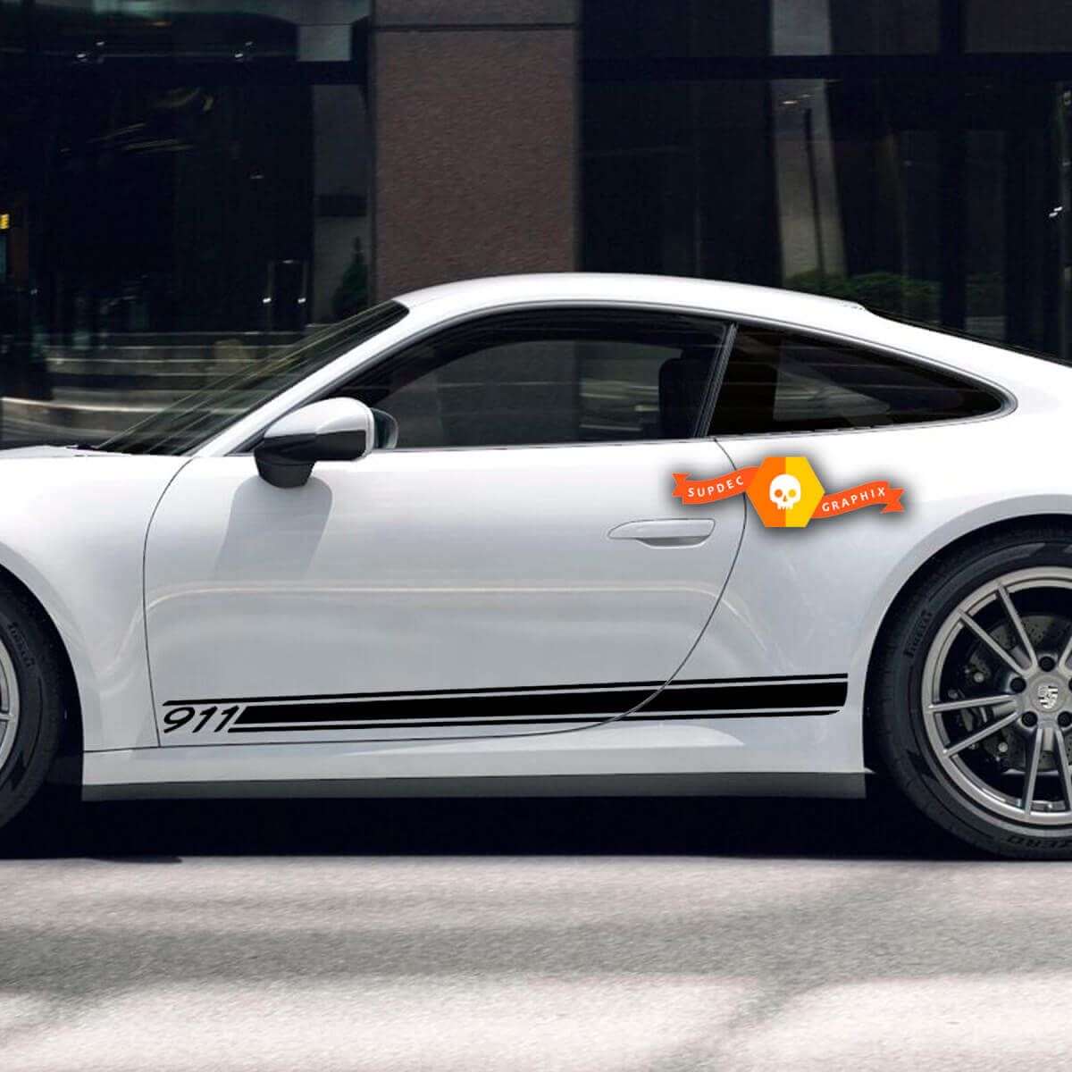 2 Porsche 911 Zijdecal Rocker Panel Strepen Deuren Kit Decal Sticker
