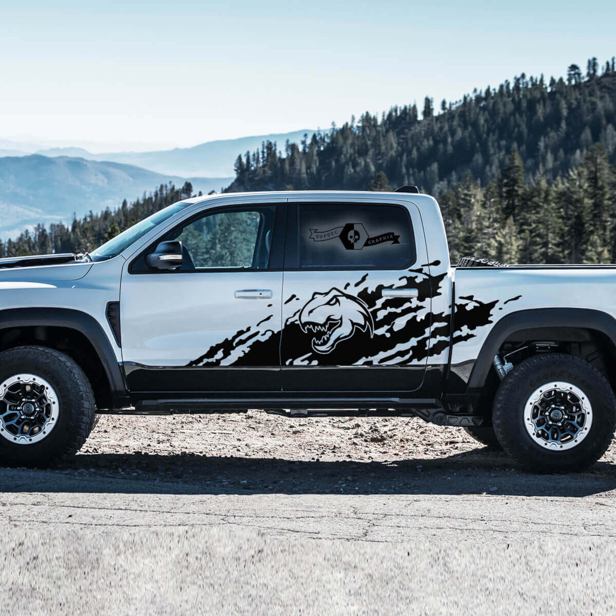 Modderspat T-Rex Grafische Zij Vinyl Sticker Decal Voor Dodge Ram 1500 TRX