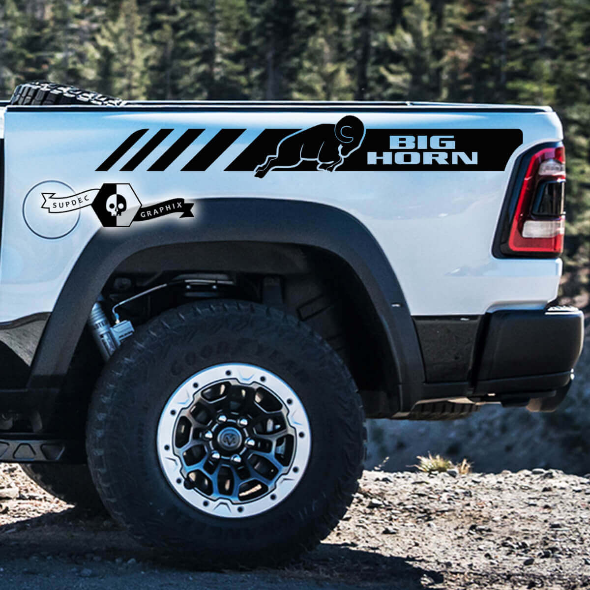 Big Horn achterzijstrepen vinylstickers voor Dodge Ram 1500