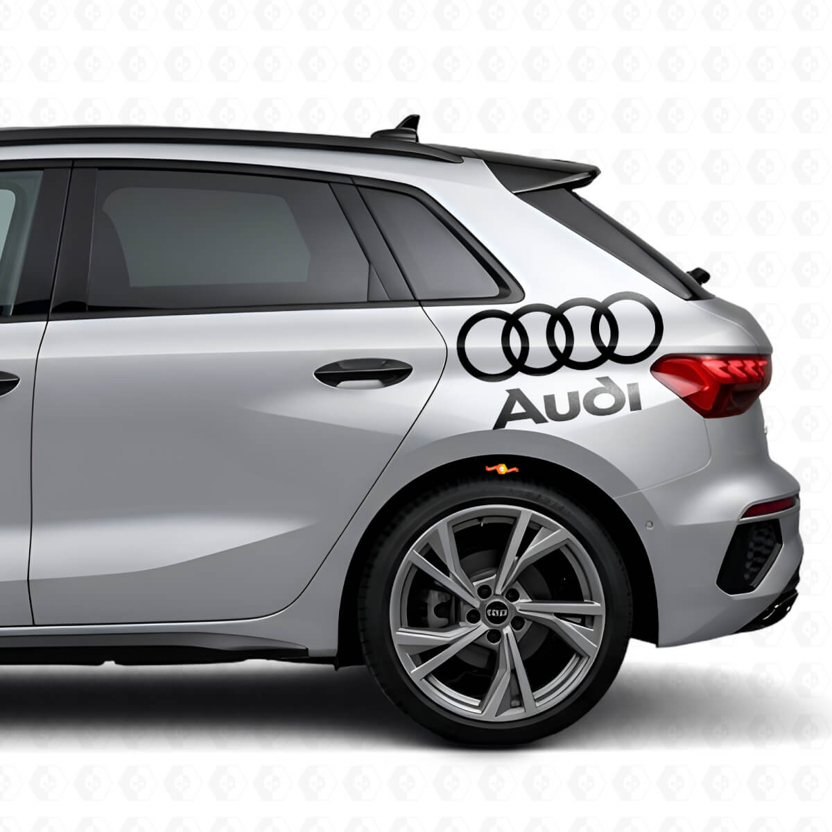 Audi Lettering en Ringen Zijvlak Vinyl Decal Set voor Audi Auto's