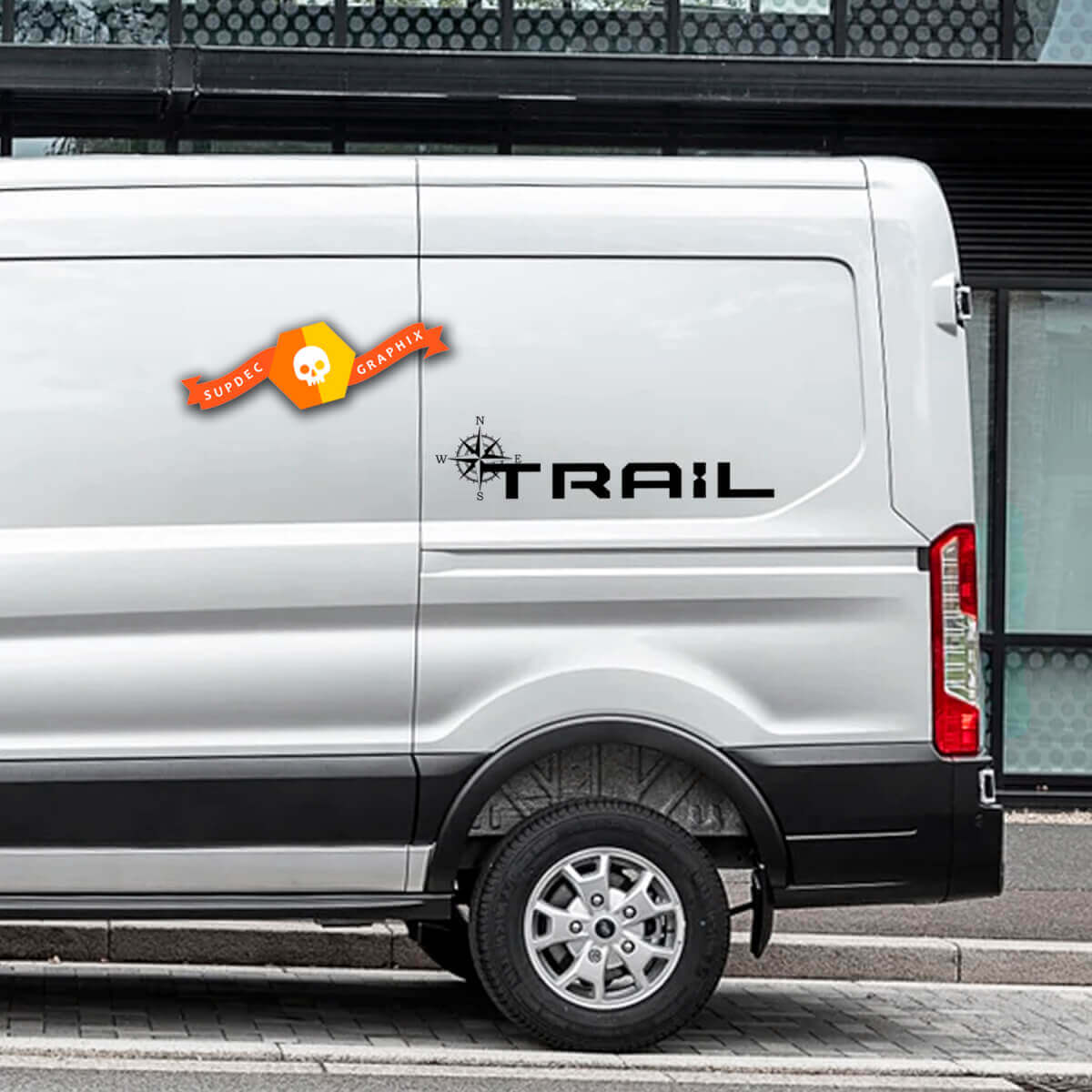 Compass Trail Logo Vinylstickers Decals voor Ford Transit-Trail