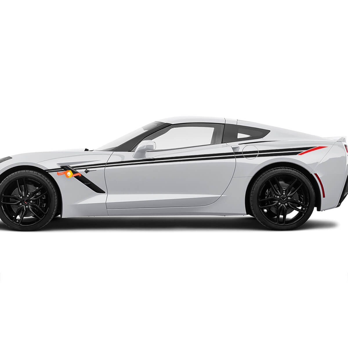 Zij accent Corvette Racing hash strepen voor Chevrolet Corvette C8
