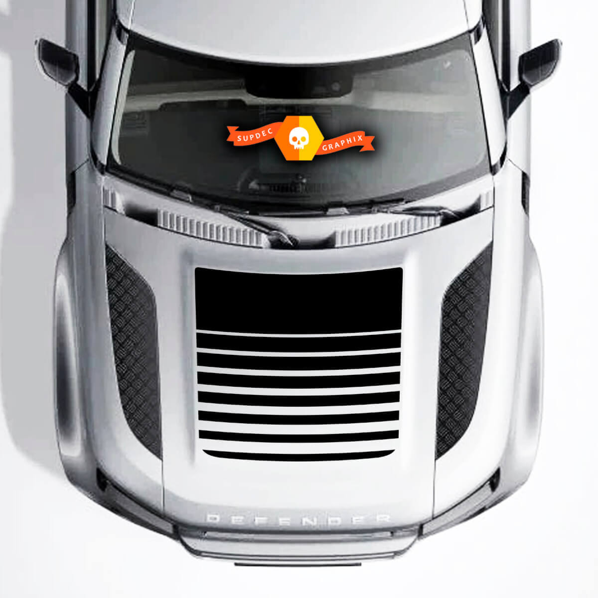Blackout Strobe Kap Lijnen Vinyl Decal voor Land Rover Defender 110