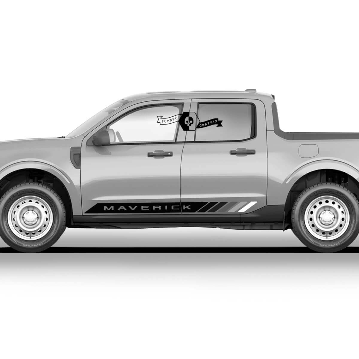 Paar Ford Maverick 2022 FX4 Graphics Decals Rocker Mountains Panel Logo Maverick Stickers Monochroom
