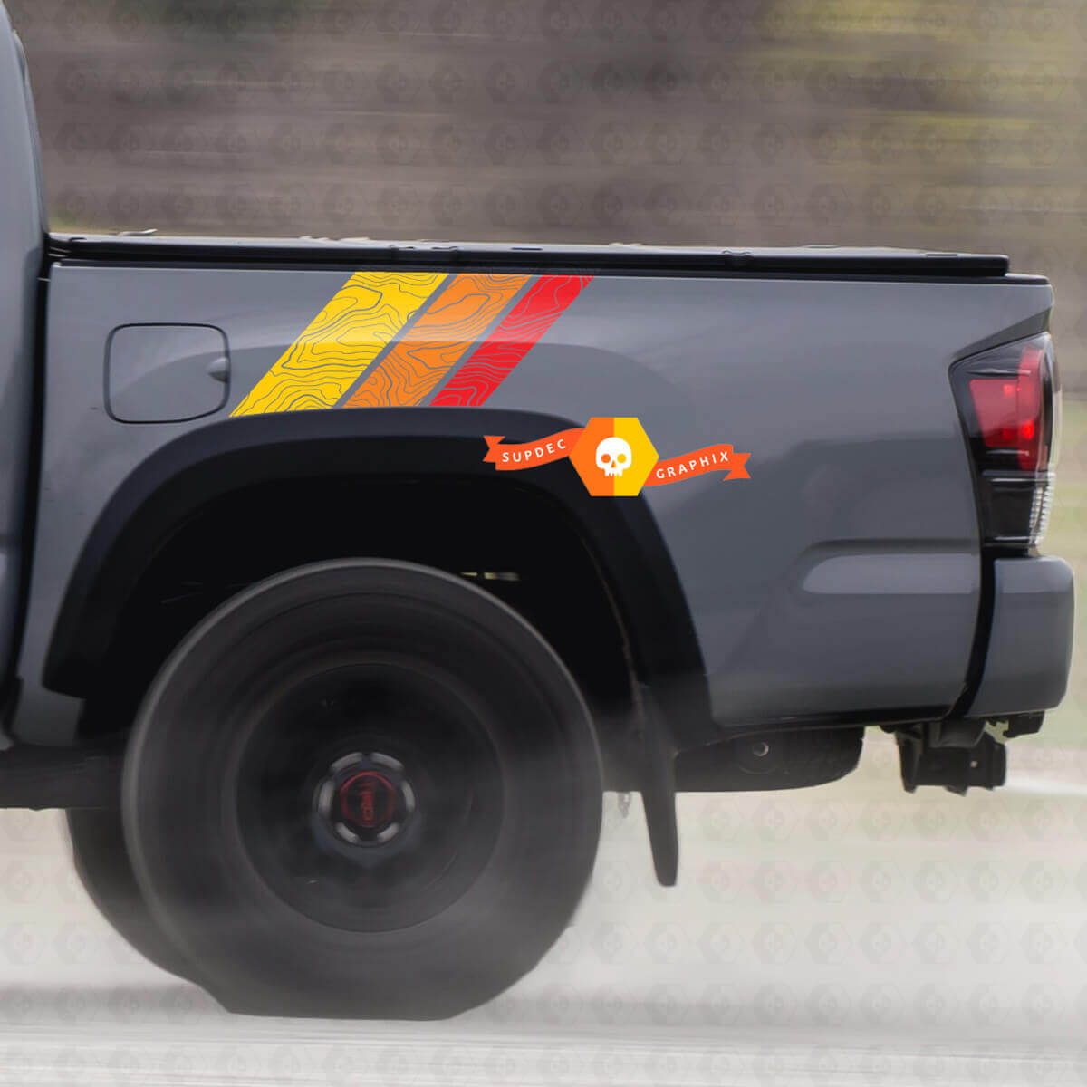 Vintage stijl topografische zijstrepen vinylstickers voor Toyota Tundra