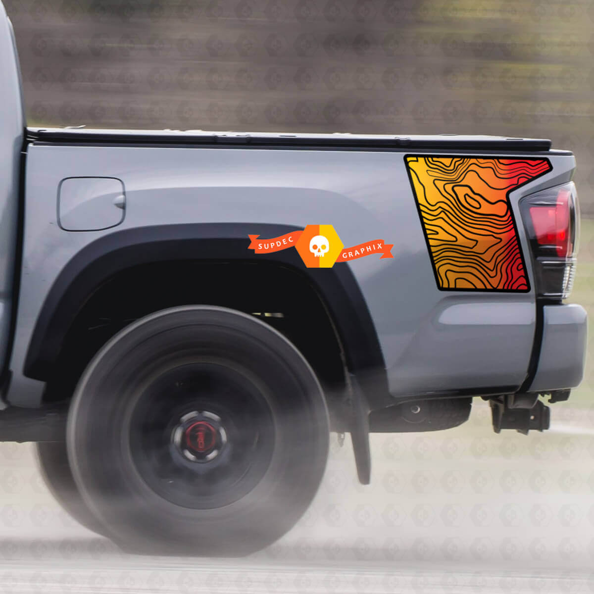 Paar Toyota TRD zijbed Contour Map grafische sticker sticker model
