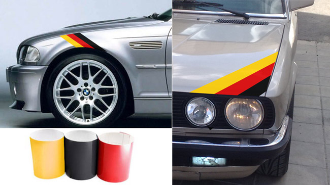 Drie kleuren Duitse VLAG Stripe Hood Sticker Decal BMW Motorsport M3 M5 M
