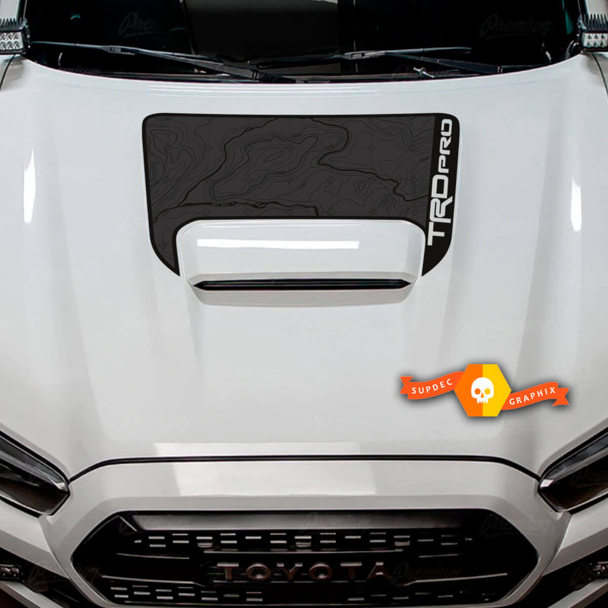 TRD Pro Topografische Stijl Motorkap Luchtinlaat Vinyl Sticker voor Toyota Tacoma 2016-2024
