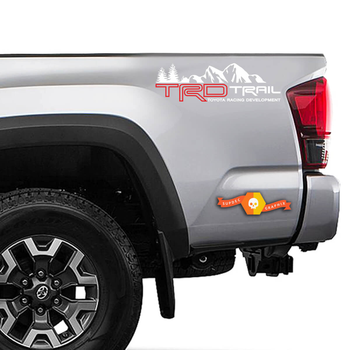Paar TRD Trail Mountain Trees Toyota Off Road BedSide Vinyl Stickers Sticker geschikt voor Tacoma of Tundra Sticker 2 kleuren
