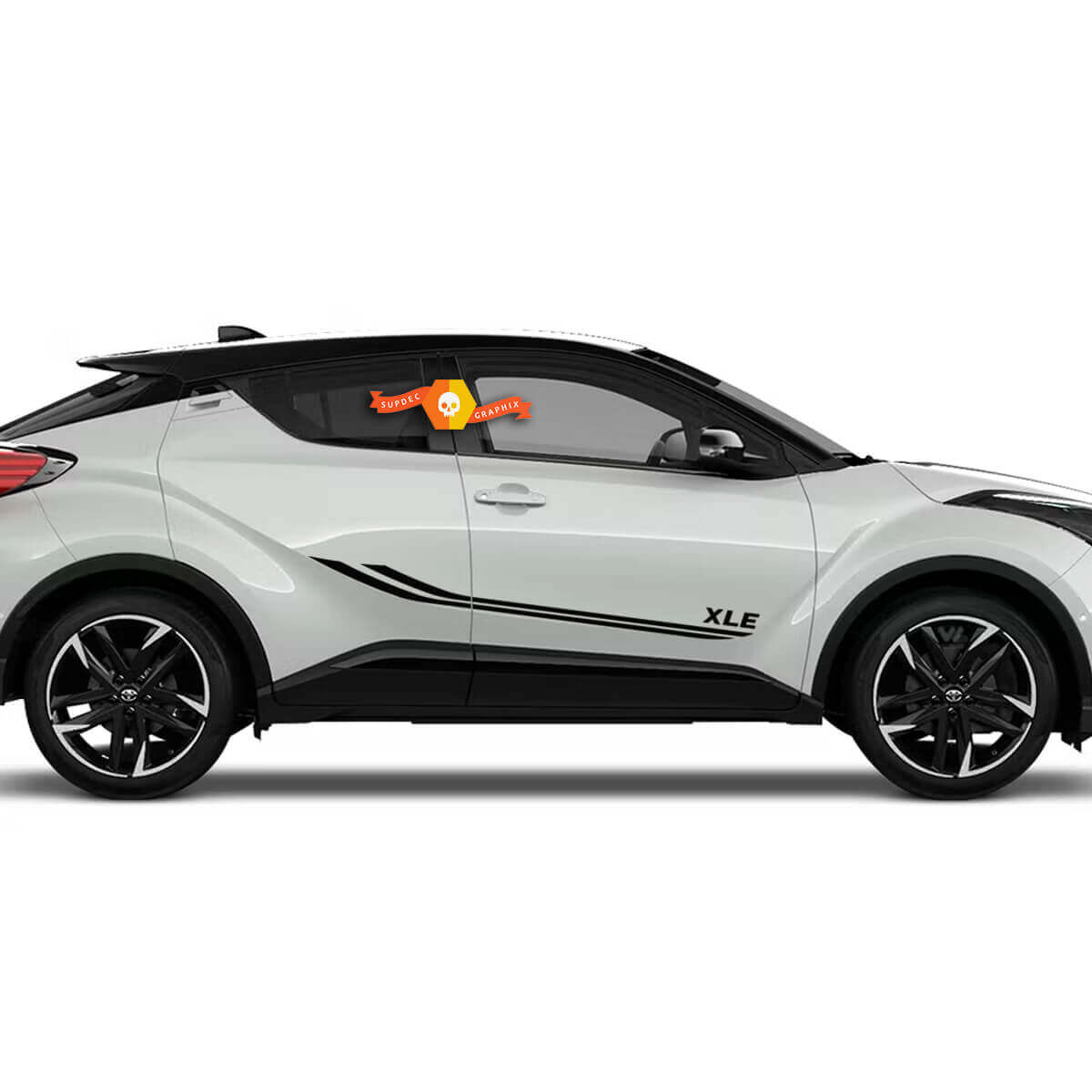 Paar Toyota C-HR Hybrid Sport XLE Zijdeuren Vinyl Decal Sticker Graphics Kit
