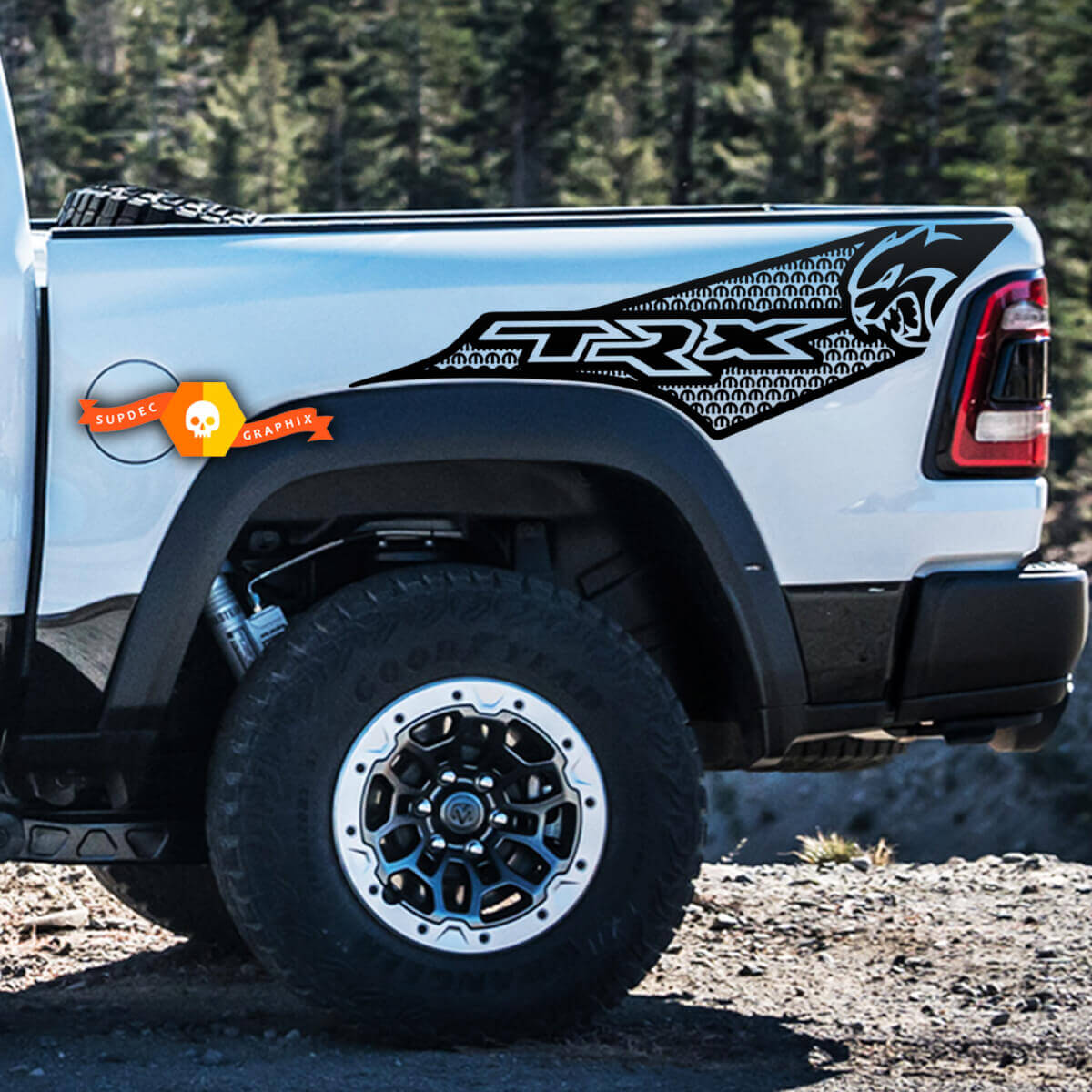TRX Hellcat Achterste Zij Vinyl Stickers Set voor Dodge Ram TRX 2021+