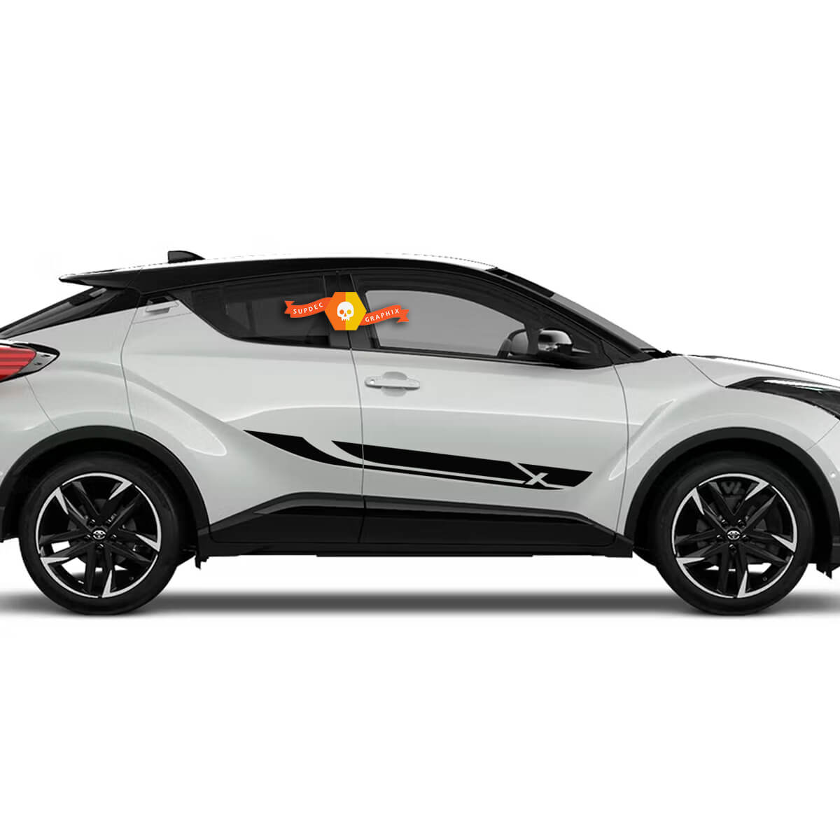 Dubbele strepen vinylstickers voor zijdeur voor Toyota C-HR