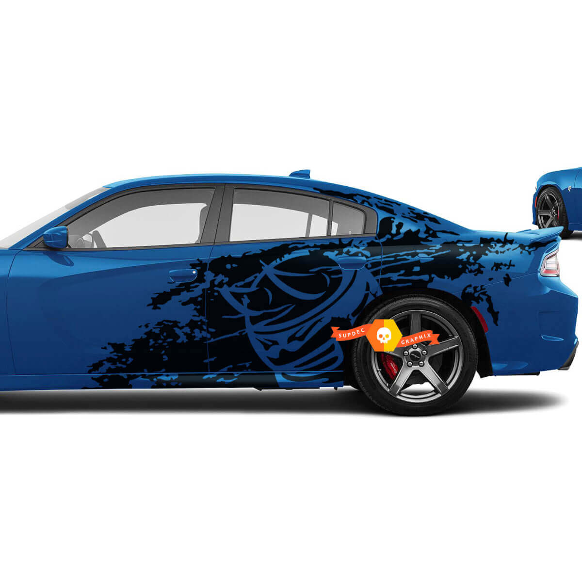 Horned Bee Splash Grafische Motorkap- en Zijvinyl Decal Kit voor Dodge Challenger Charger