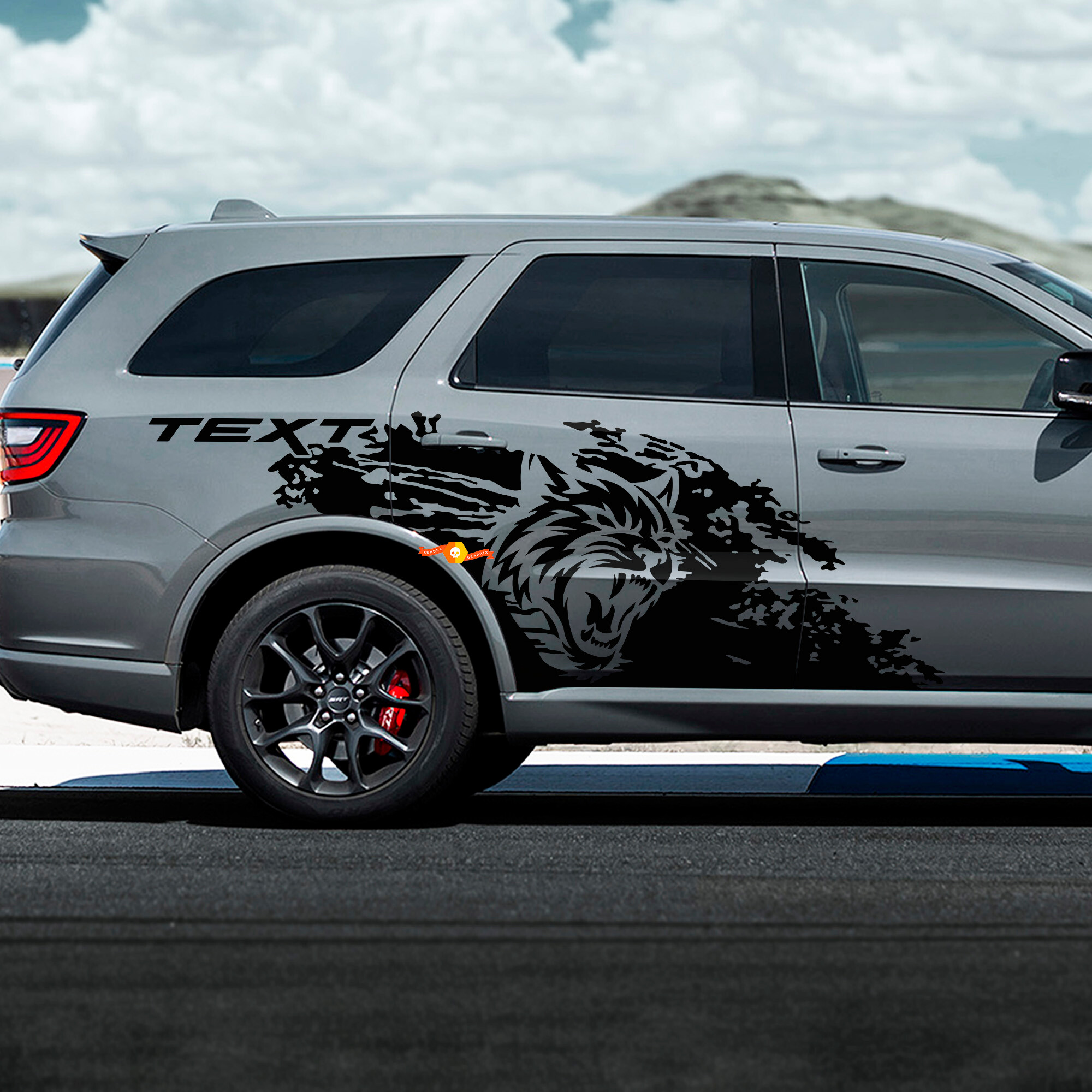 Wildcat moddervlamstijl zij vinyl decal sticker voor Dodge Durango