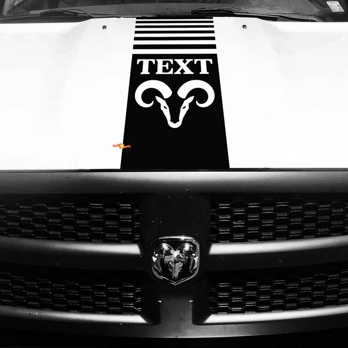 Aangepaste tekst Hemi-stijl motorkap vinyl decal sticker voor Dodge Ram 1500