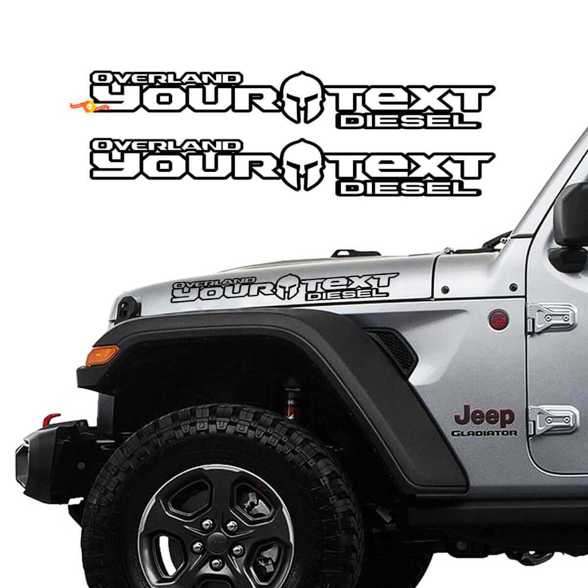 Gladiator Helmet Hood Vinylstickers voor Jeep Gladiator