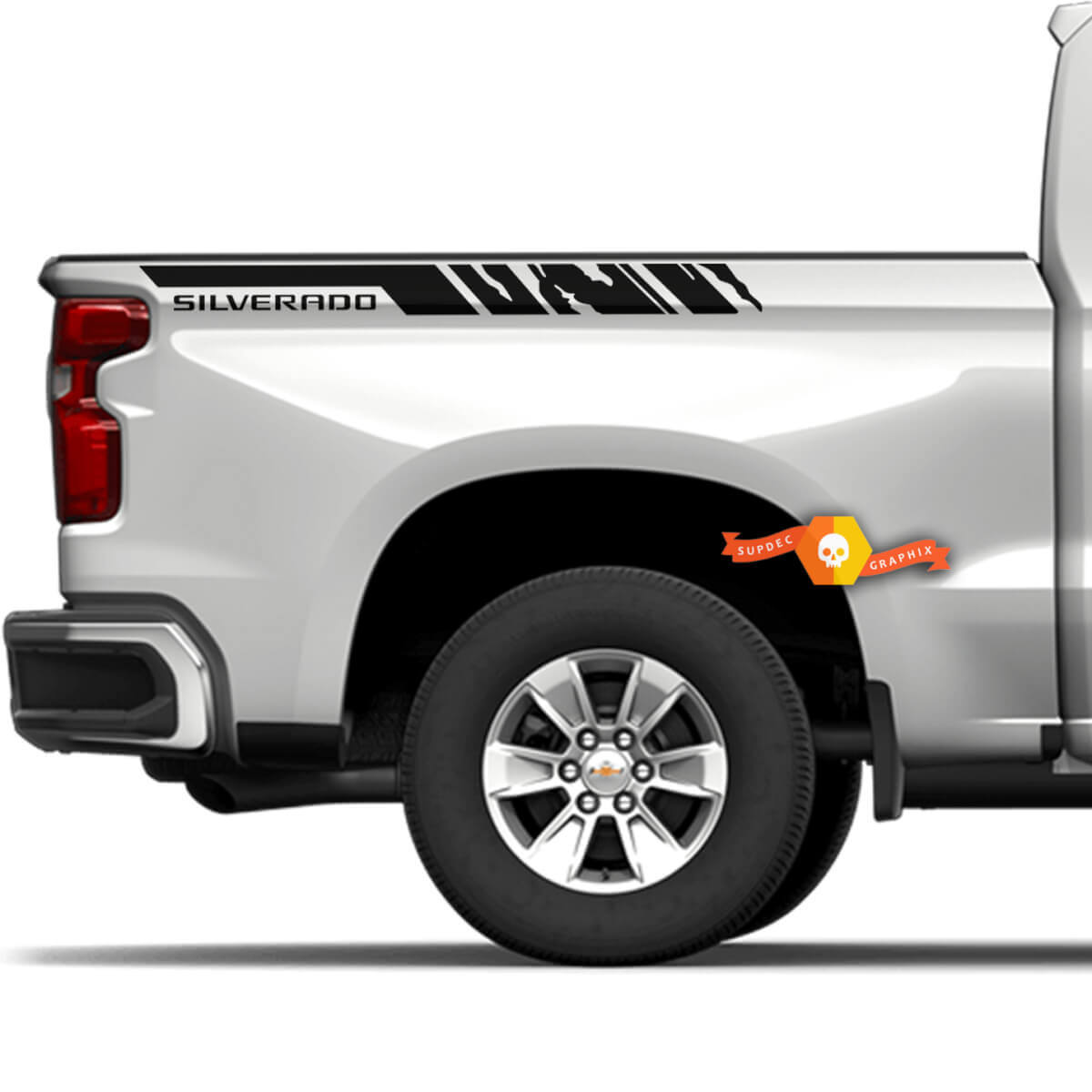 Paar Silverado strepen nachtkastjes vernietigd stickers voor Chevy Chevrolet Truck stickers vinyl stickers
