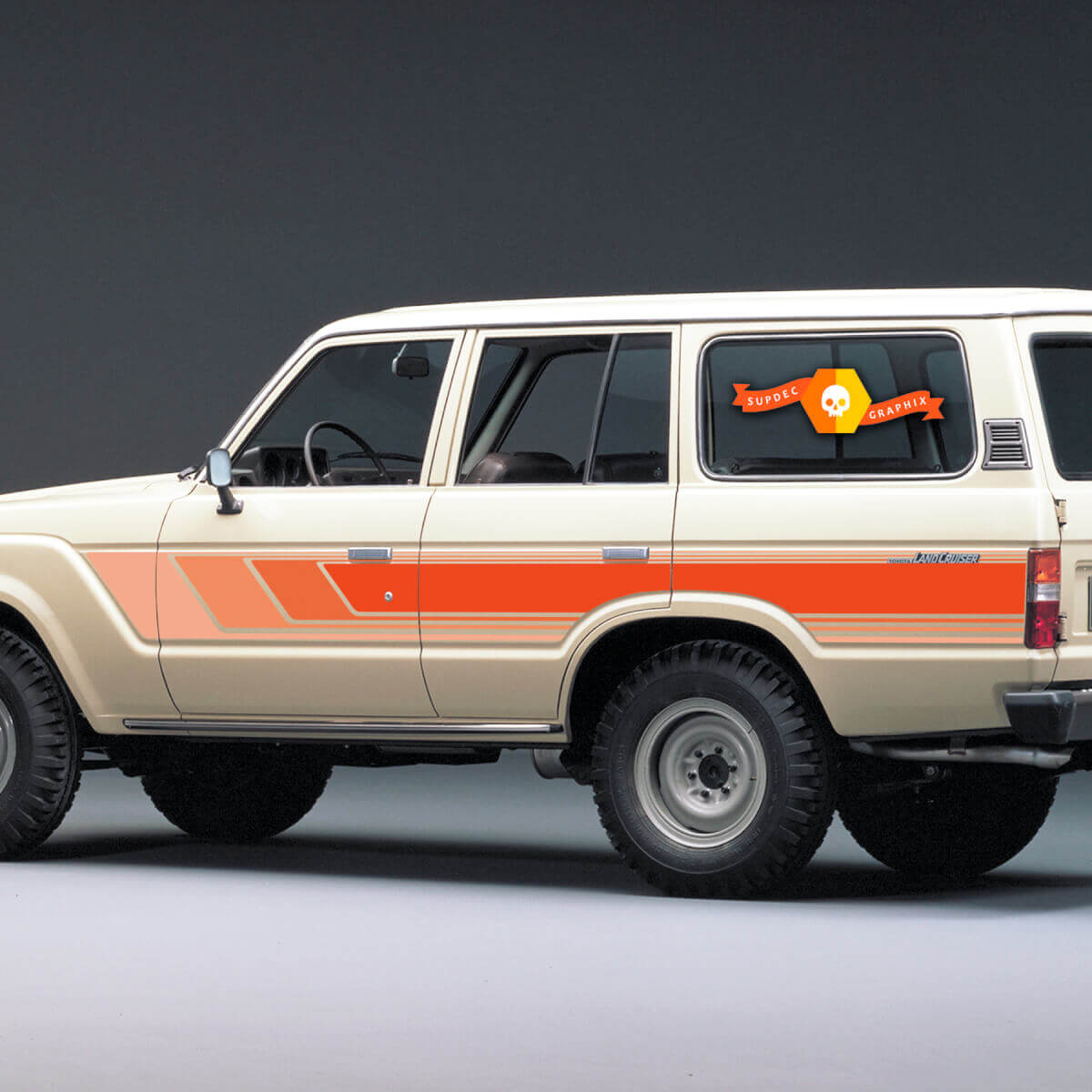 Retro Zijdelstrepen Vinyl Decal Set voor Toyota Land Cruiser 60 Serie