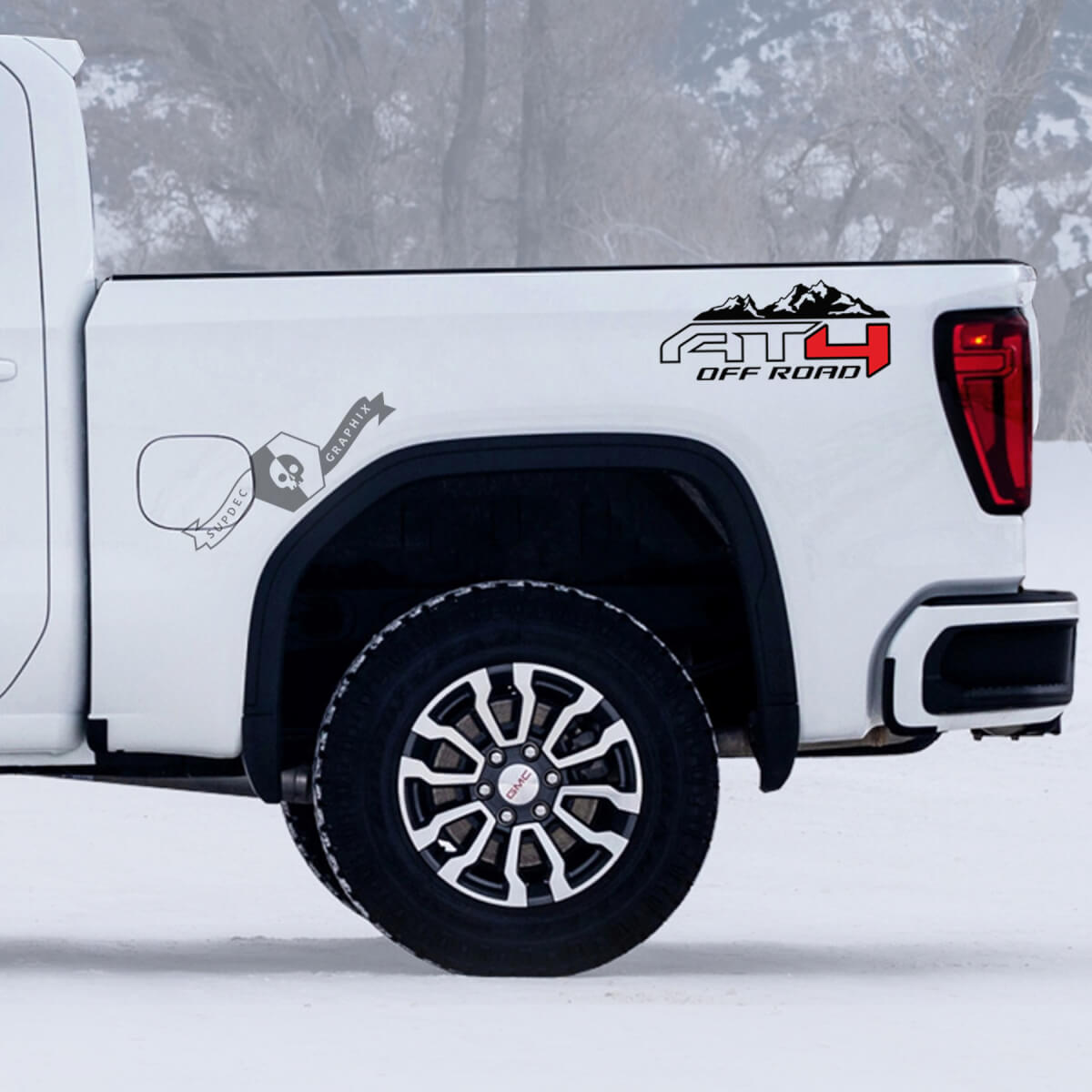 2 GMC GM Sierra 1500 AT4 Bergen off-road 4x4 stickers Stickers 2 kleuren
