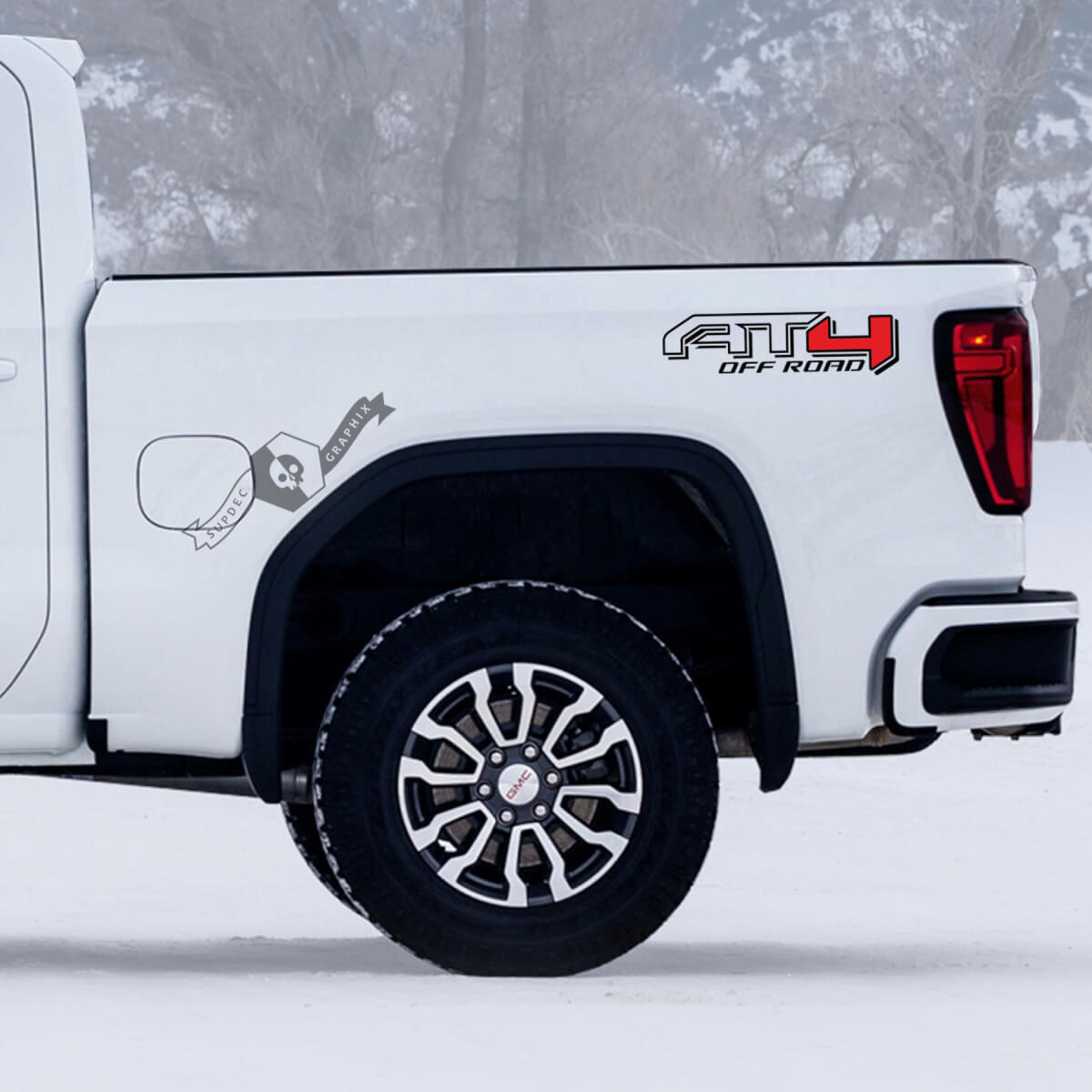 2 GMC GM Sierra 1500 AT4 off-road 4x4 stickers Stickers 2 kleuren
