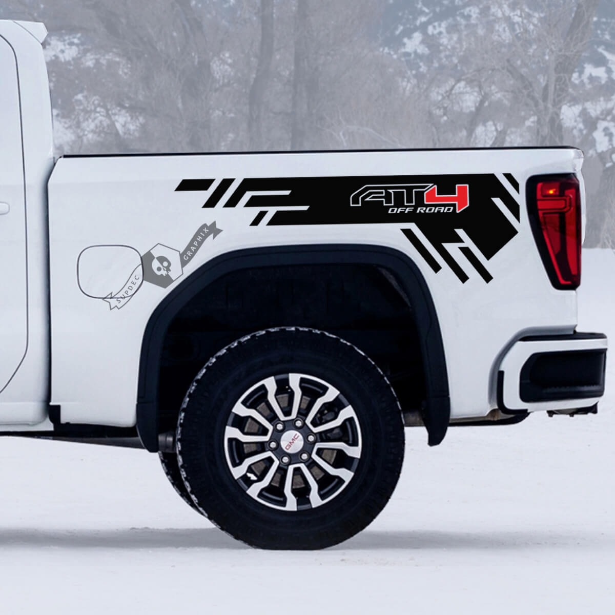 2 GMC GM Sierra 1500 AT4 zijbed off-road 4x4 stickers stickers 2 kleuren
