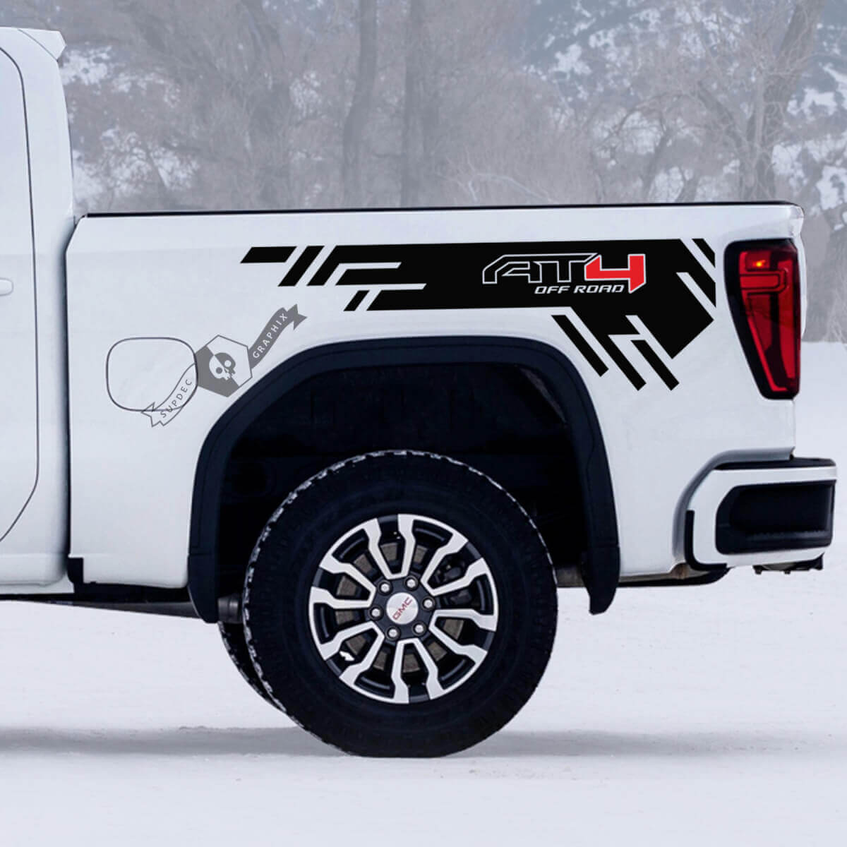2 GMC GM Sierra 1500 AT4  Zijbed off-road 4x4 Decals Stickers  2 kleuren
