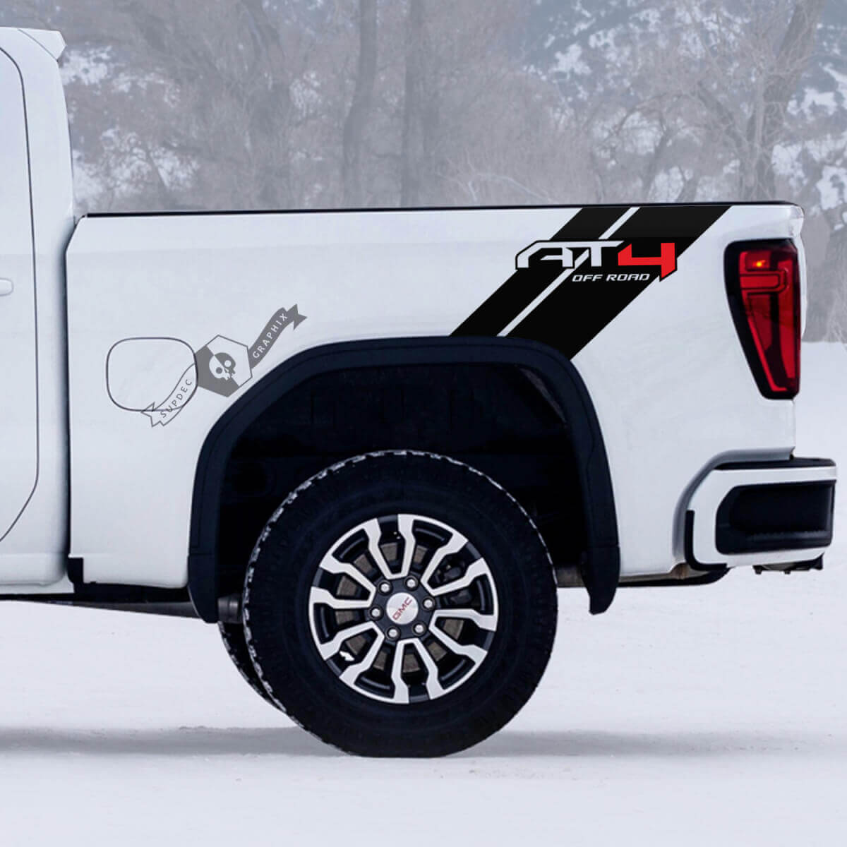 AT4 Off-Road Achterzijstrepen Vinyl Decal Set voor GMC Sierra 1500