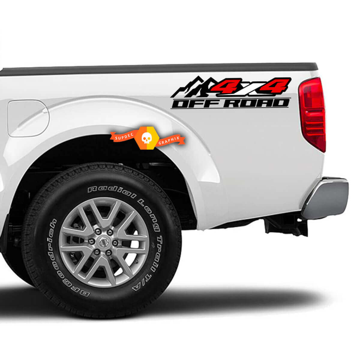 4x4 Off Road Mountain Bed Side Vinyl Stickerset voor Nissan Frontier