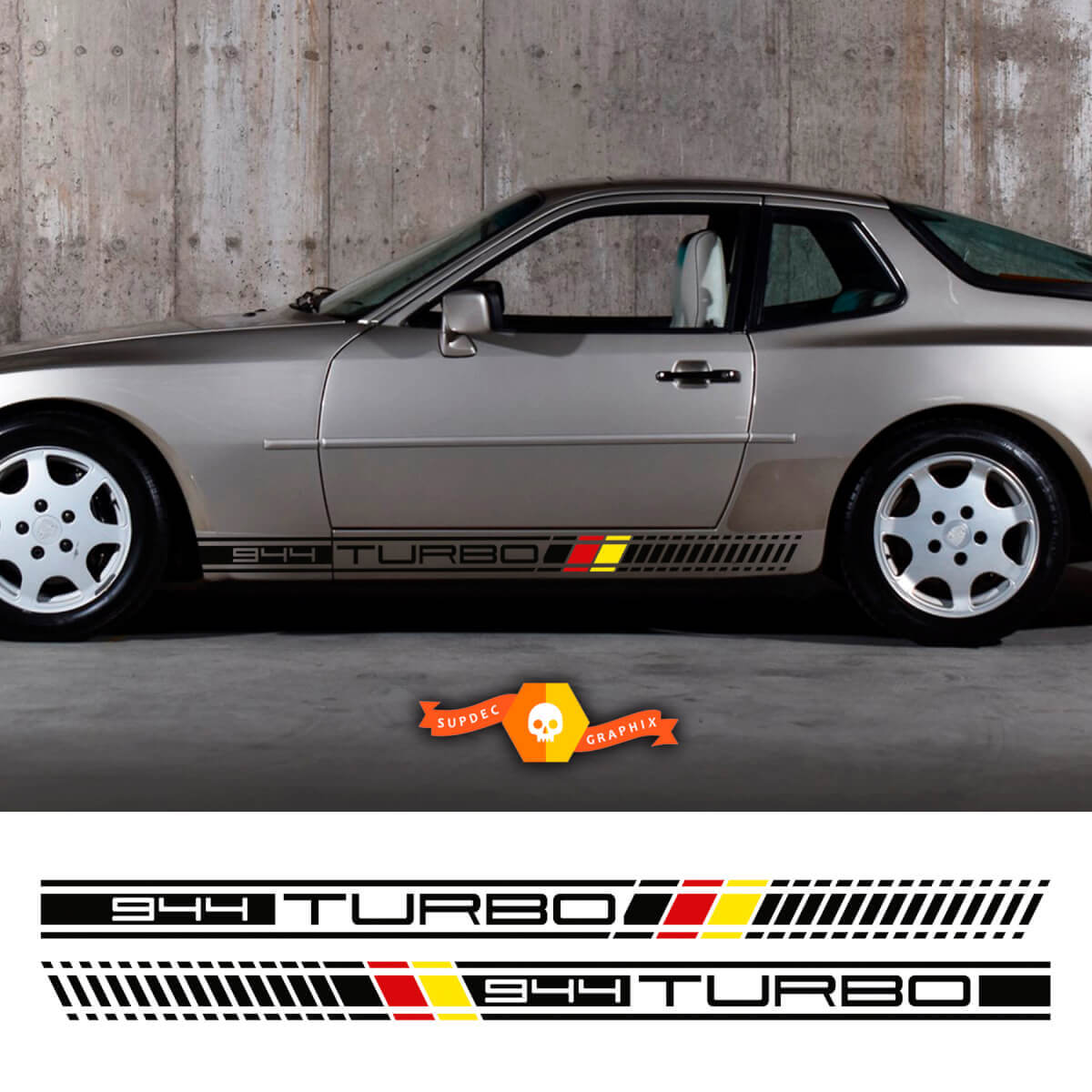 944 Turbo Duitse Stijl Zijkstrepen Vinyl Decal Set voor Porsche 944