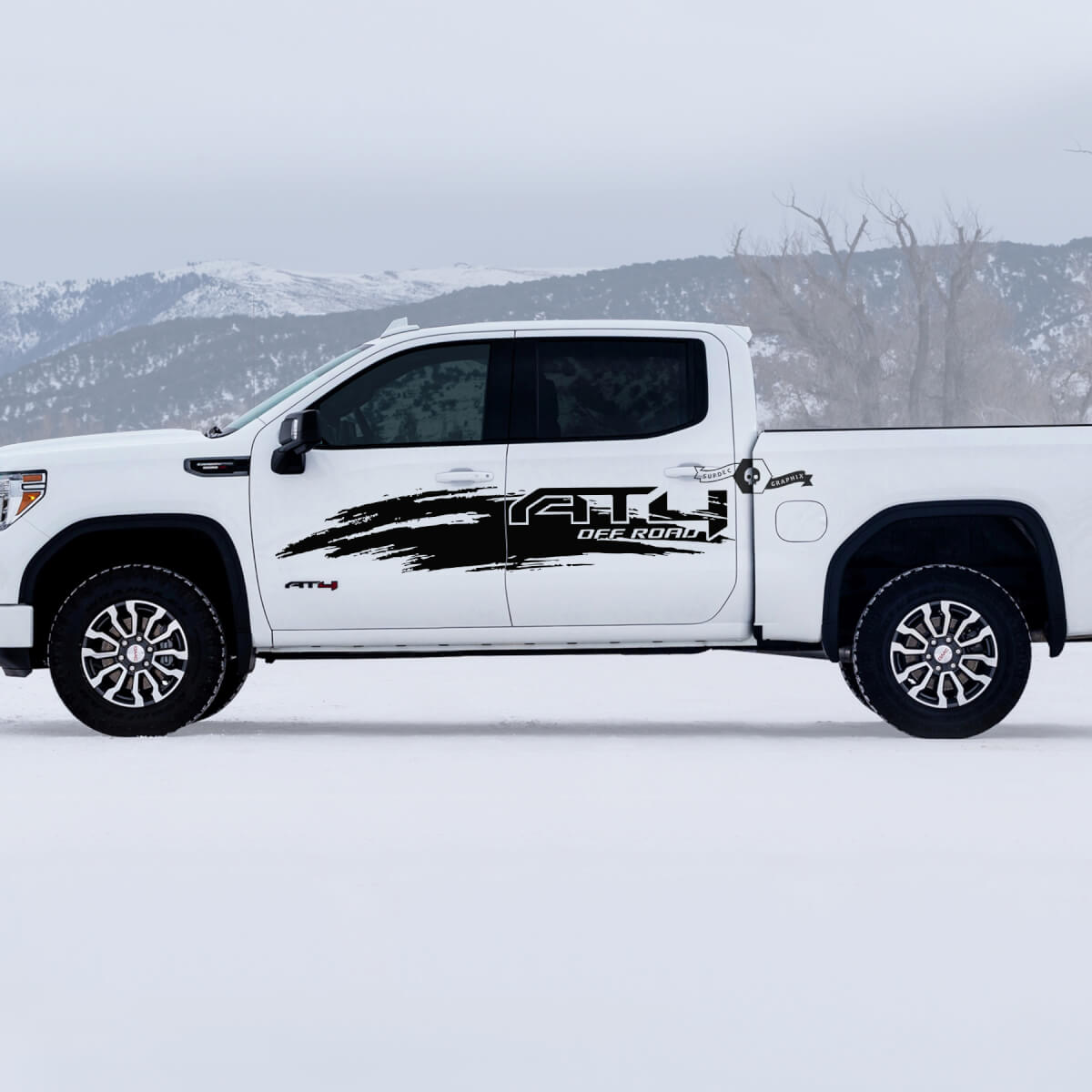 2 nieuwe GMC GM Sierra 1500 AT4 Deuren Splash Off-Road Side Bed Vernietigd Вestroyed Decals Stickers
