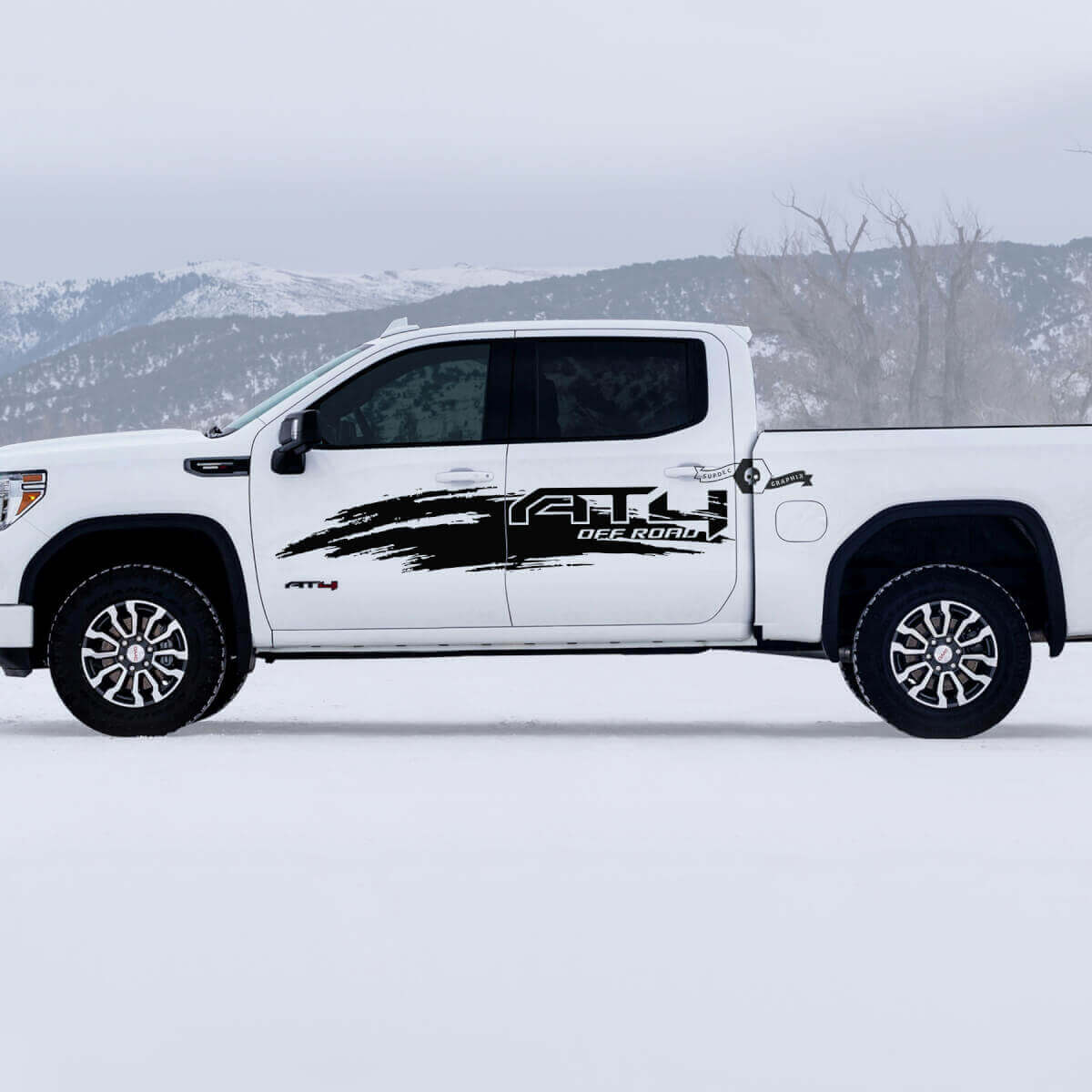 AT4 Modderspatstijl Zijvinyl Stickerset voor GMC Sierra 1500