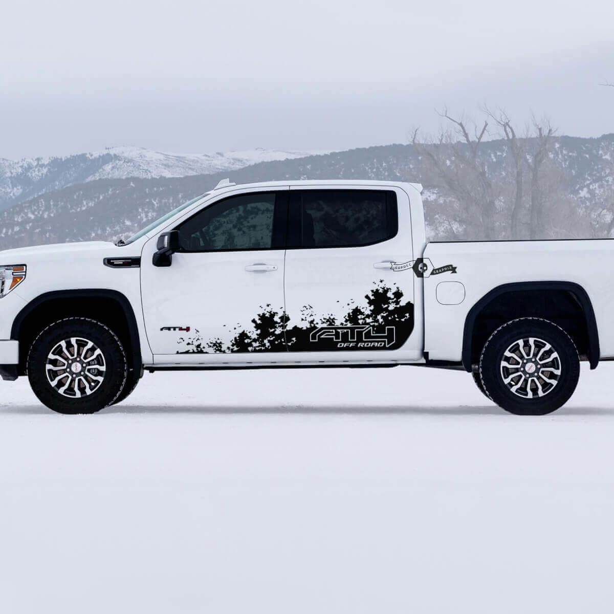 AT4 Off-Road Modderspat Zijdeur Vinyl Sticker Kit voor GMC Sierra 1500