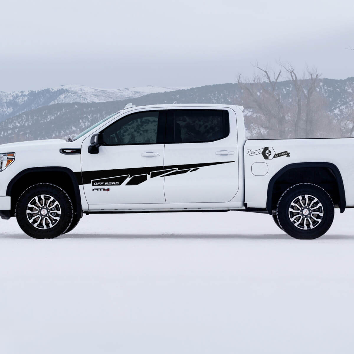 2 Nieuwe GMC GM Sierra 1500 AT4 Spatborddeuren Splash Off-Road Zijkant Bed Vernietigde Decals Stickers
