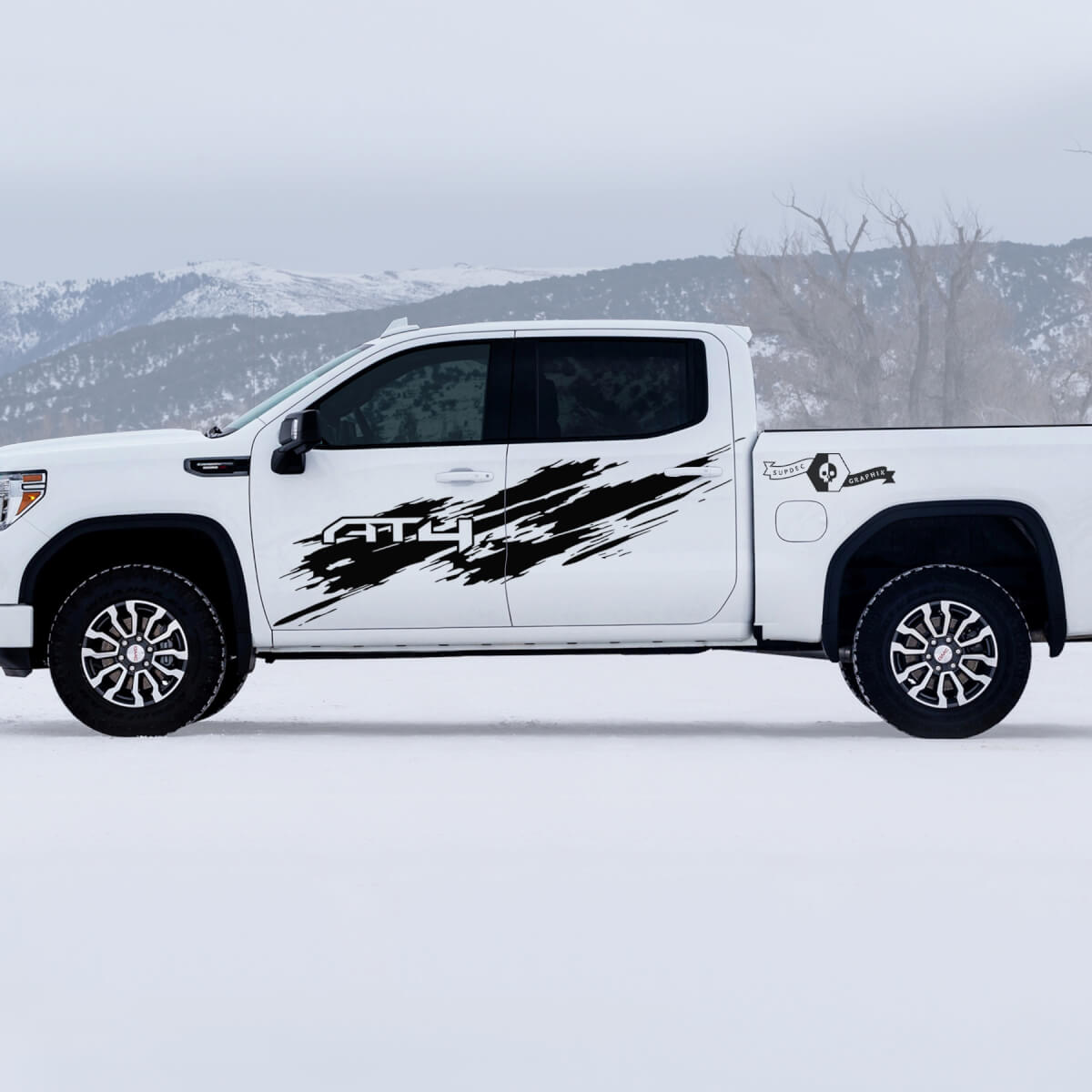 2 Nieuwe GMC GM Sierra 1500 AT4 Deuren Splash Grange Off-road zijbed vernietigde stickers stickers