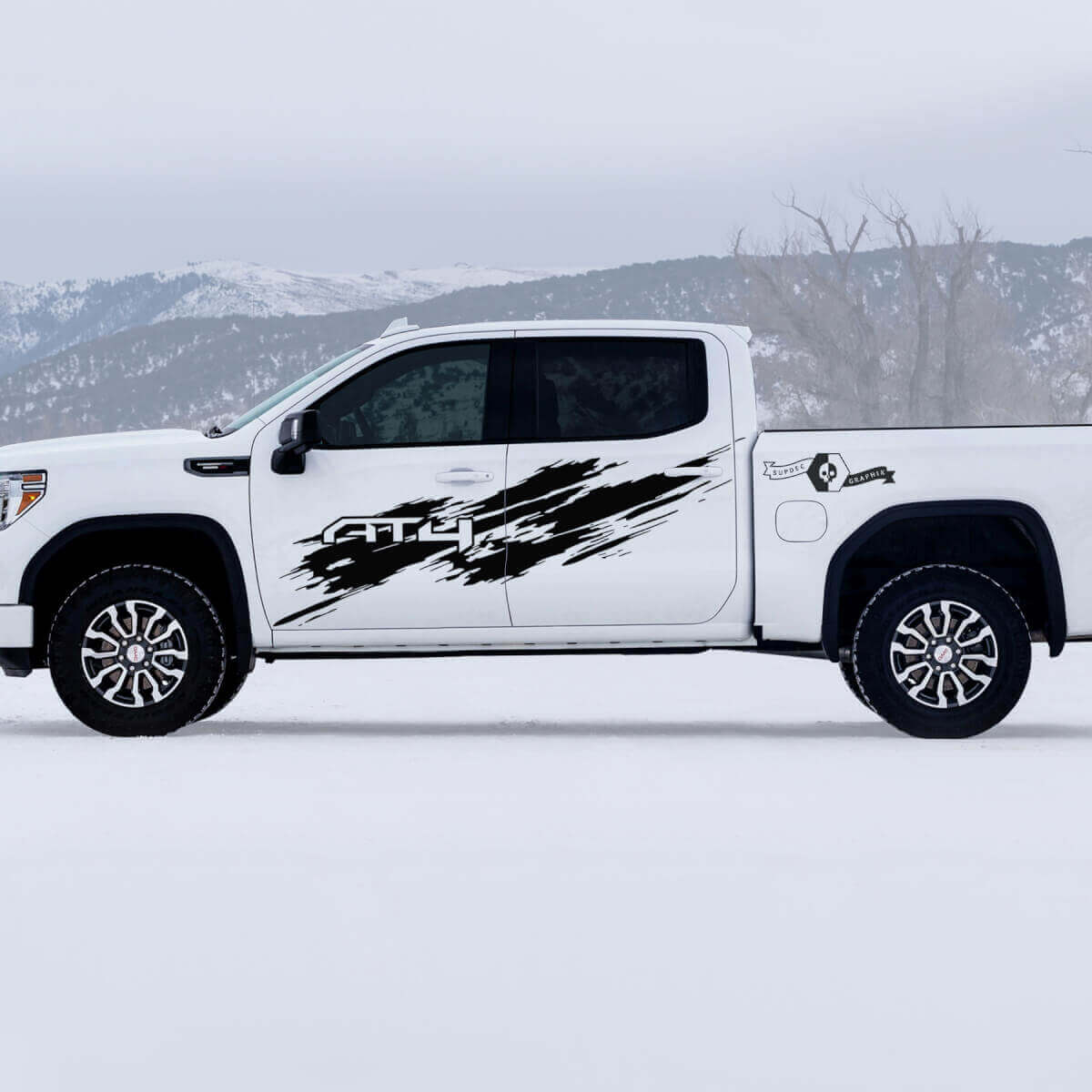 AT4 Versleten Stijl Zij Vinyl Stickers Kit voor GMC Sierra 1500