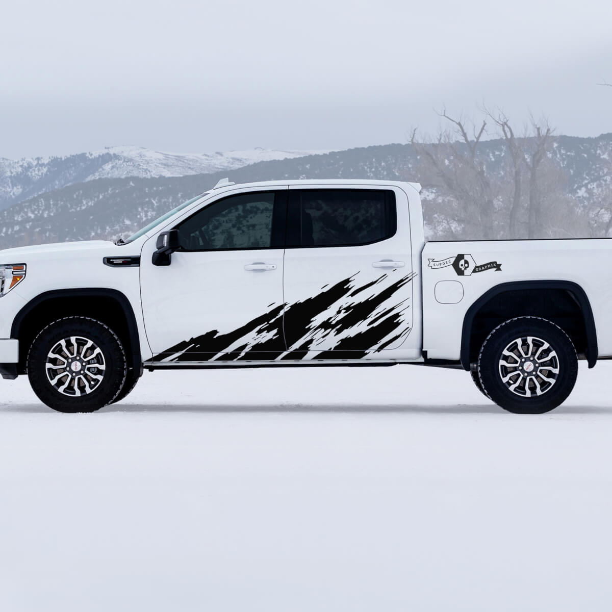 2 Nieuwe GMC GM Sierra 1500 AT4 Deuren Splash Grange off-road zijde vernietigde stickers stickers