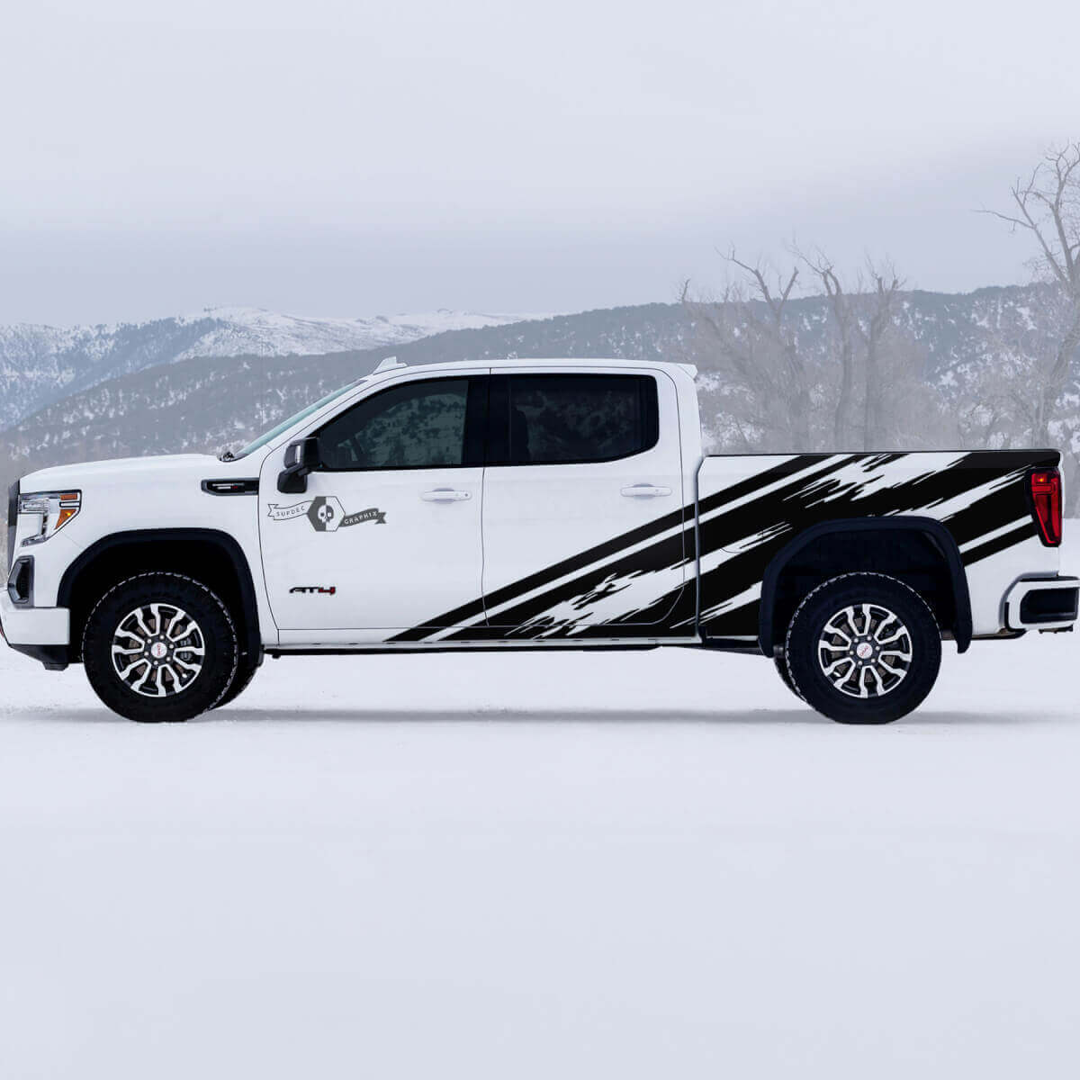 Versleten Splash Stijl Zij Vinyl Stickers Set voor GMC Sierra 1500 AT4
