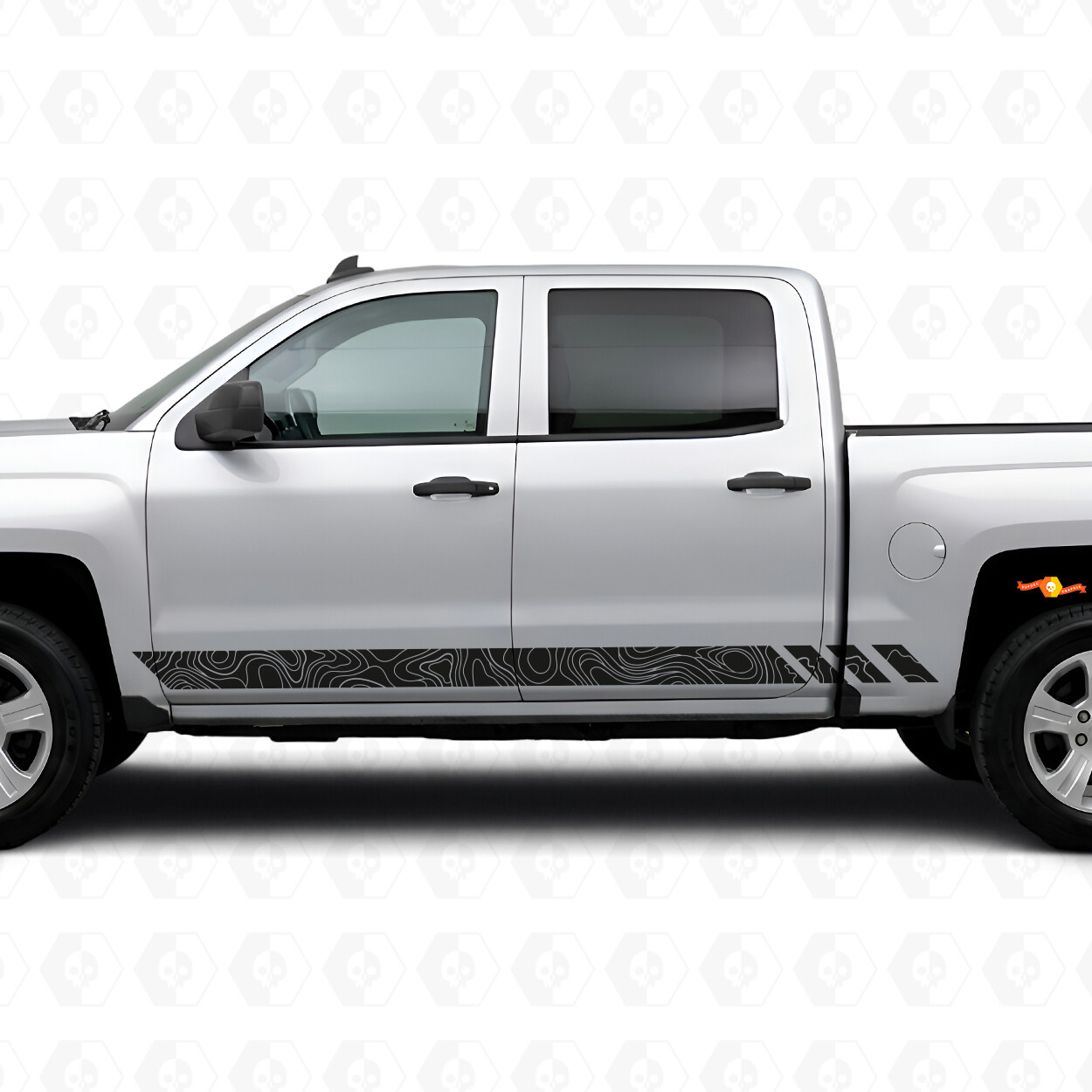 Topografische Band Deur- en Side Skirt Vinyl Strepen voor Chevrolet Silverado 1500 K2XX 2014-2019