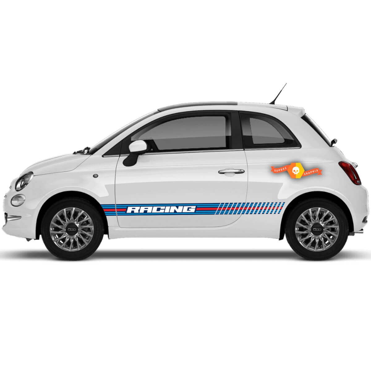 Paar Fiat 500 Abarth Sport Martini Racing Deurzijde Decal Sticker Strepen Wielen
