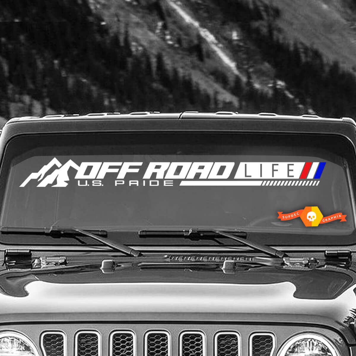 Jeep Wrangler Rubicon Gladiator Sahara Mojave Mountains OFF-ROAD LIFE sticker met decal
