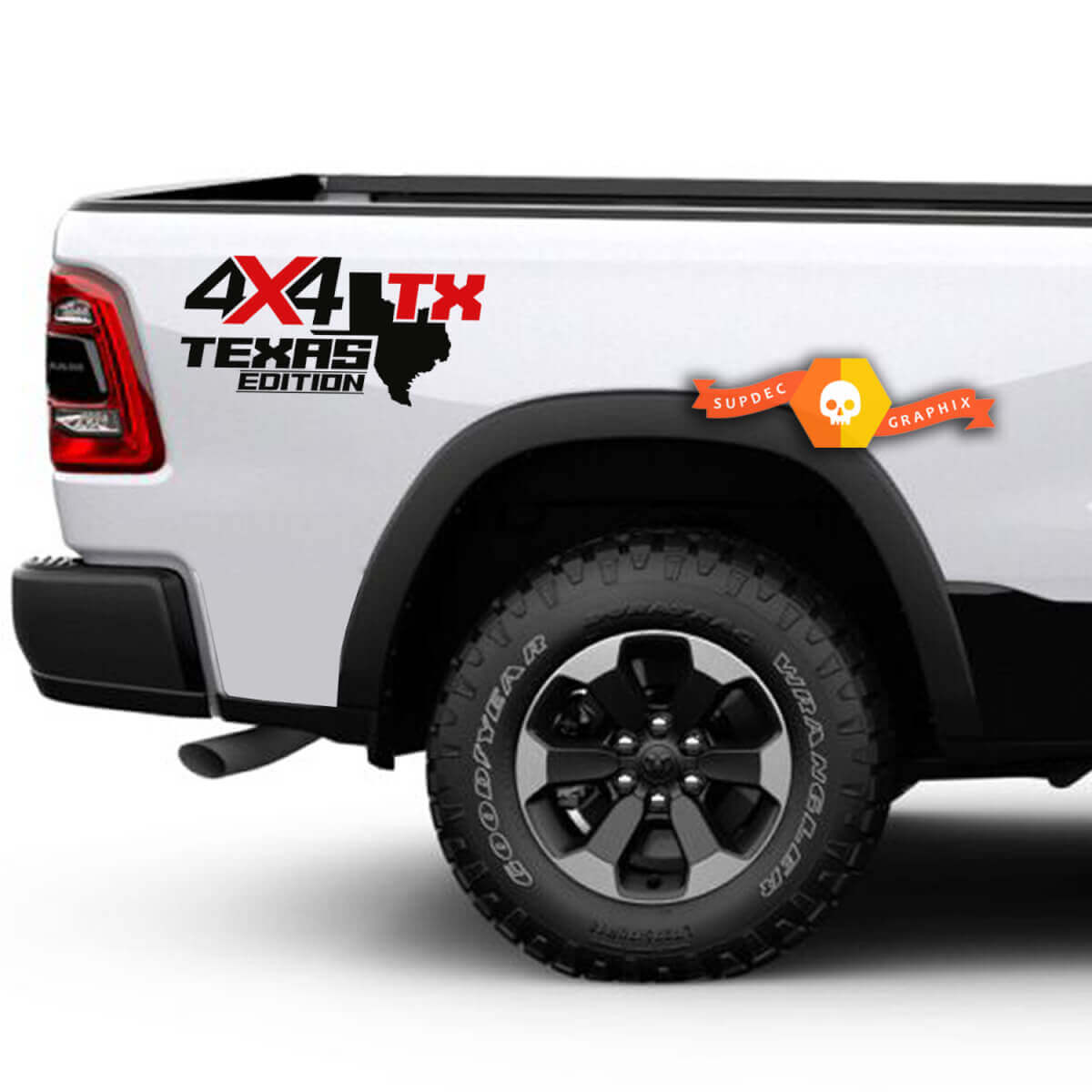 4x4 TX Texas Editie Vinyl Sticker Set voor Achterbakzijpanelen voor Trucks