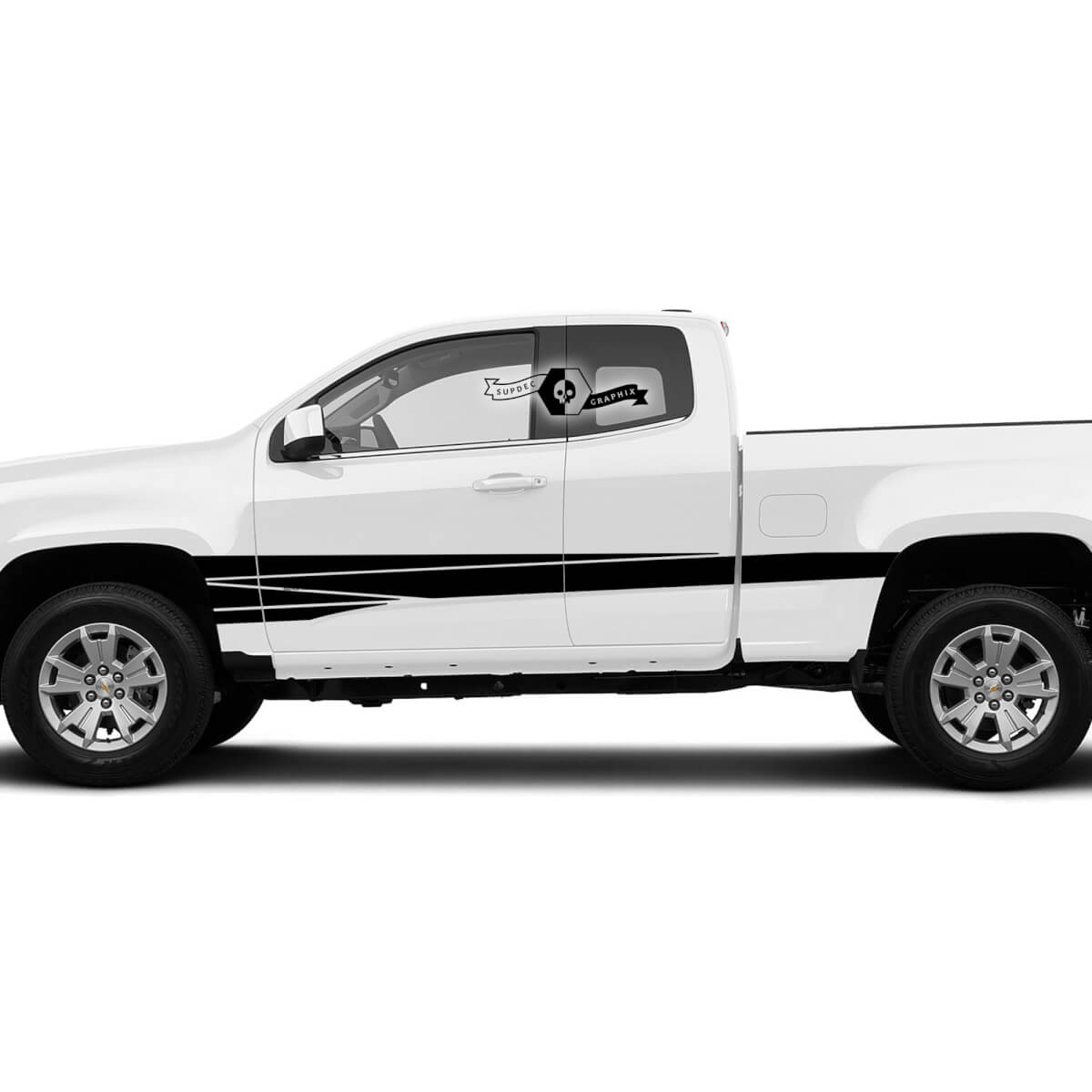 Paar deuren vernietigd Stripe 2022+ Chevy Colorado Extended Vinyl Sticker Decal Graphic