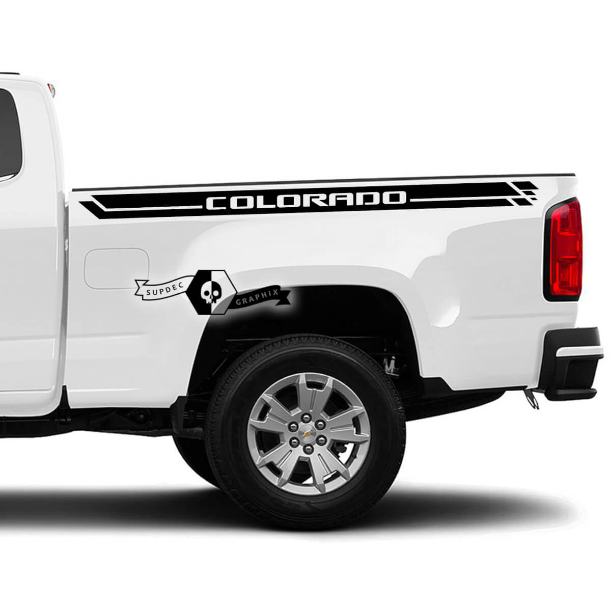 Paren zijbed streep vinylsticker sticker grafisch 2022+ chevy colorado verlengd