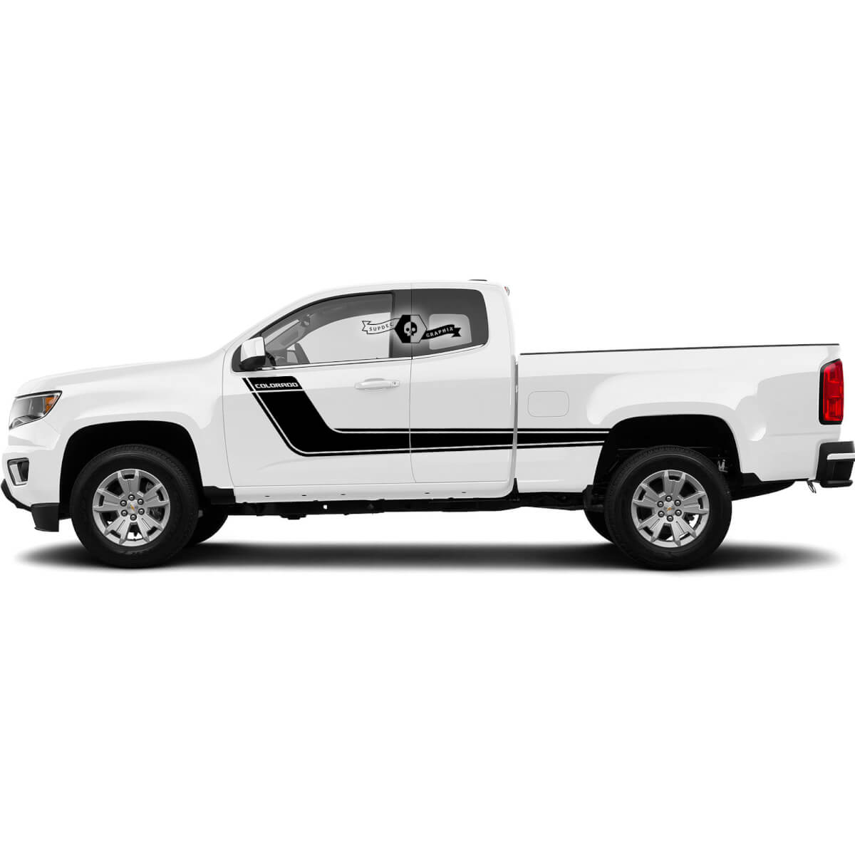 2x moderne zijdeuren bedstreep vinylsticker sticker grafisch 2022+ chevy colorado