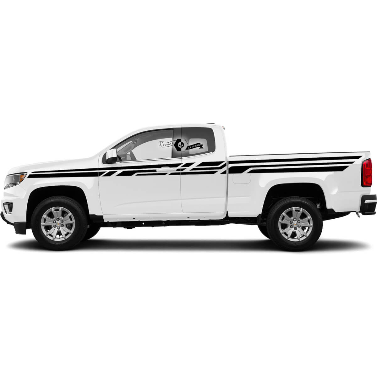 2x moderne deuren zijbed enorme streeplijnen vinylsticker sticker grafisch 2022+ chevy colorado verlengd