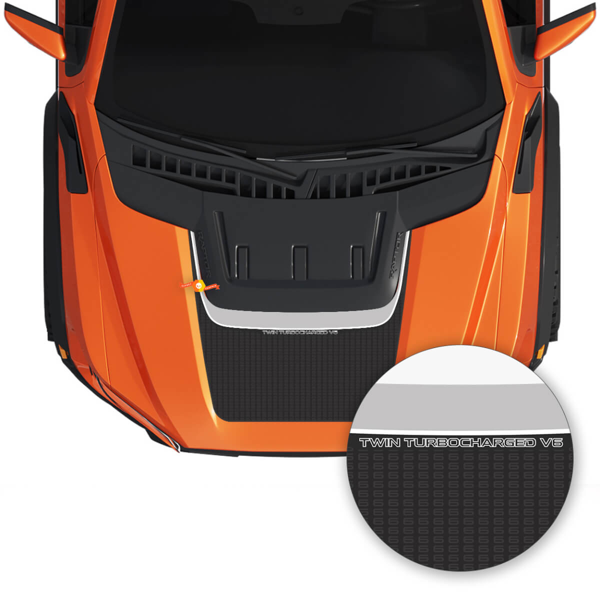 Twin Turbocharged V6 Motorkap Vinyl Sticker voor Musclecar truck SVT 2022-2023