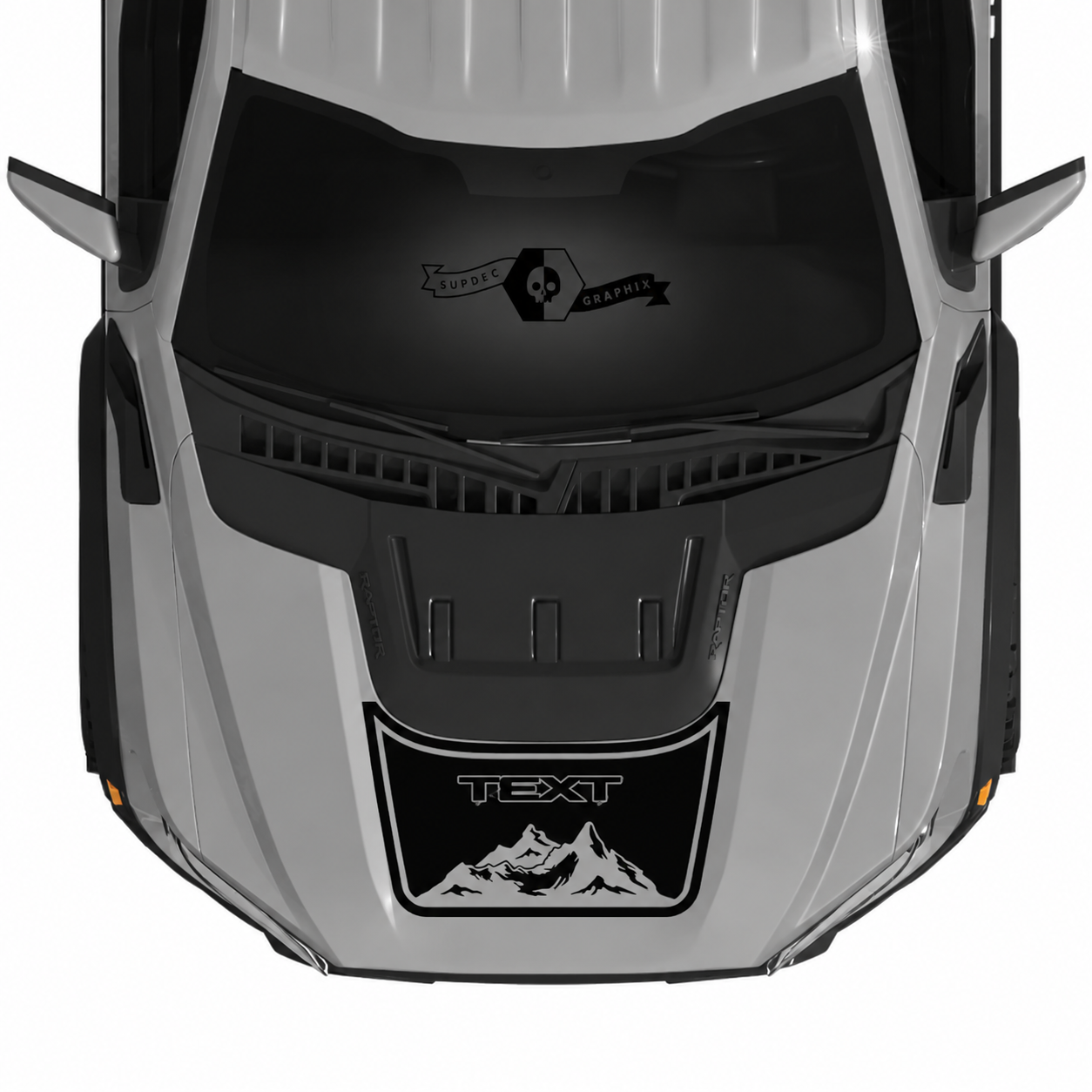 Aangepaste Tekst Bergen Motorkap Streep Grafische Kit Vinyl Stickers voor Musclecar vrachtwagen power truck SVT 2022-2023