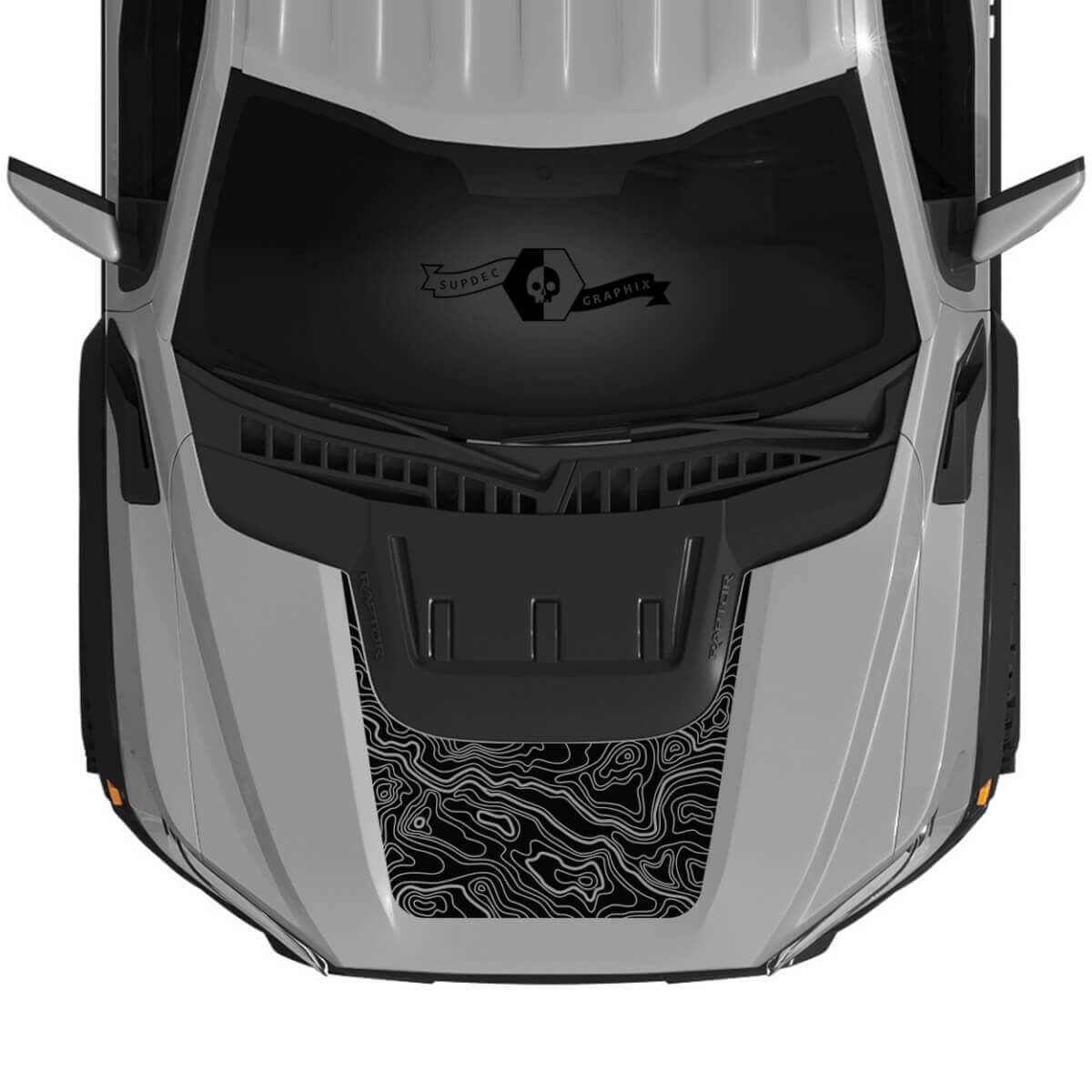 Topografische Kaart Motorkap Graphics Vinyl Stickers voor Musclecar Truck